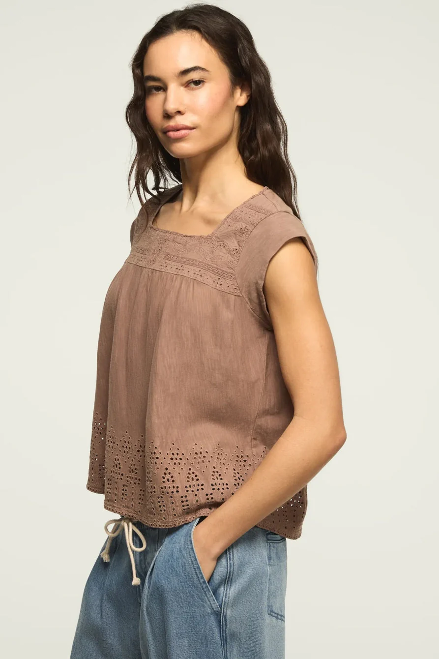 Lucky Brand Women's Shell Sleeve Square Neck Top - Etherea - Image 4