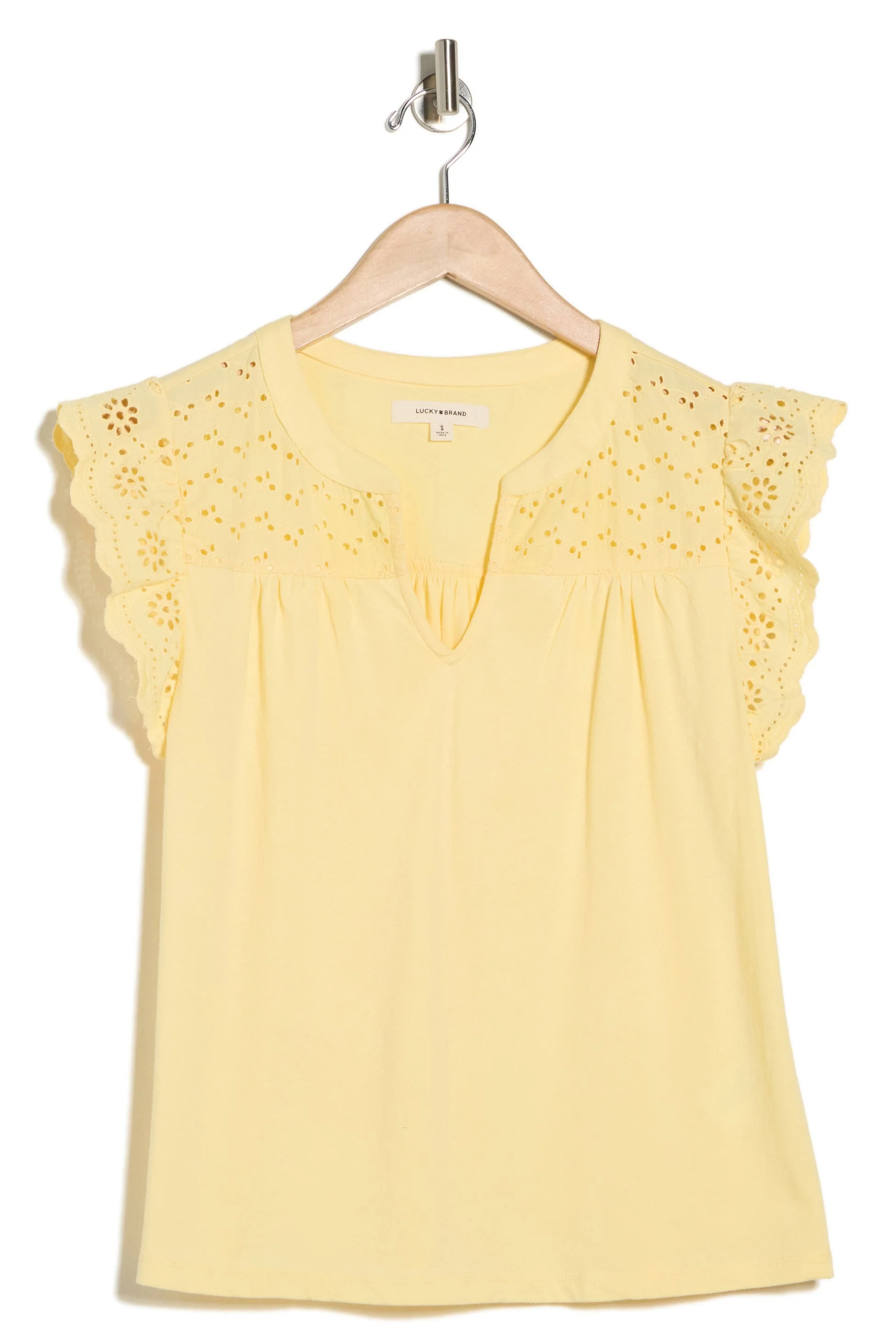 Lucky Brand Women's Mixed Media Schiffly Top - Sunlight - Image 3