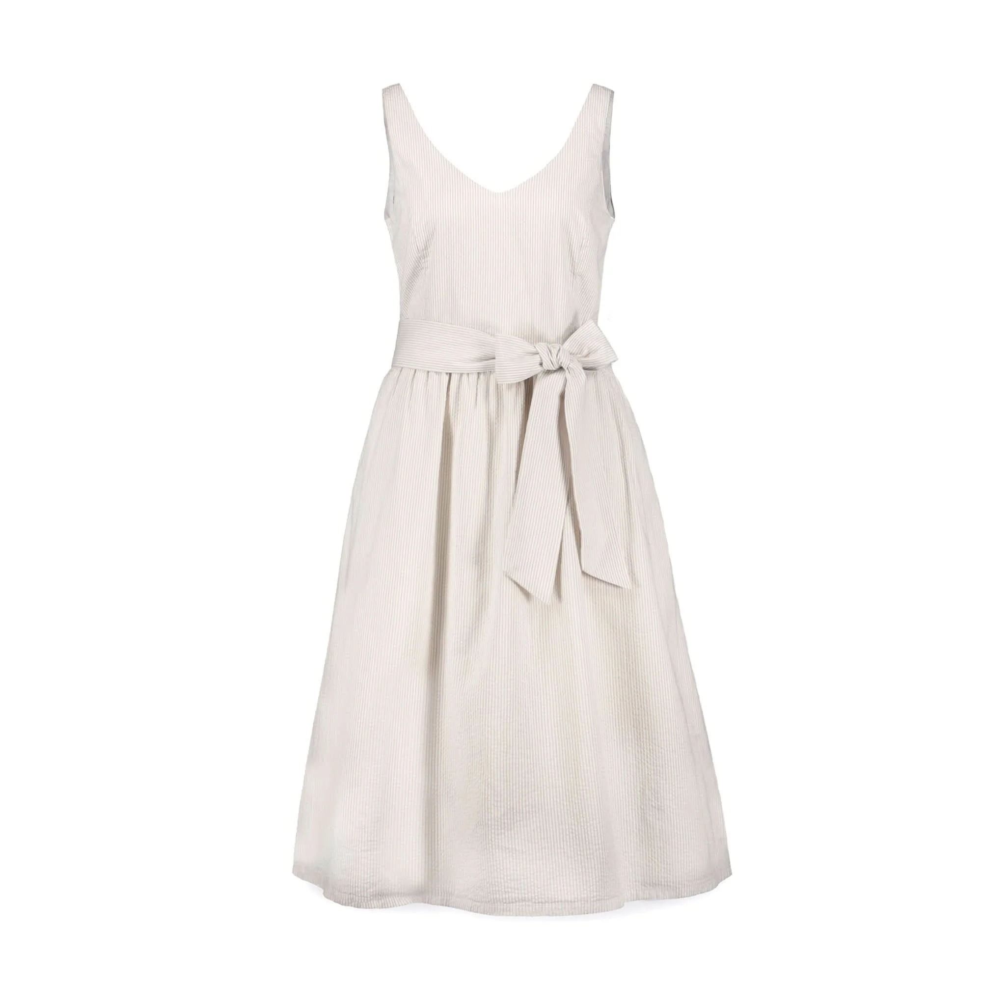 A-Line Organic Dress with Sash Taupe - Image 7