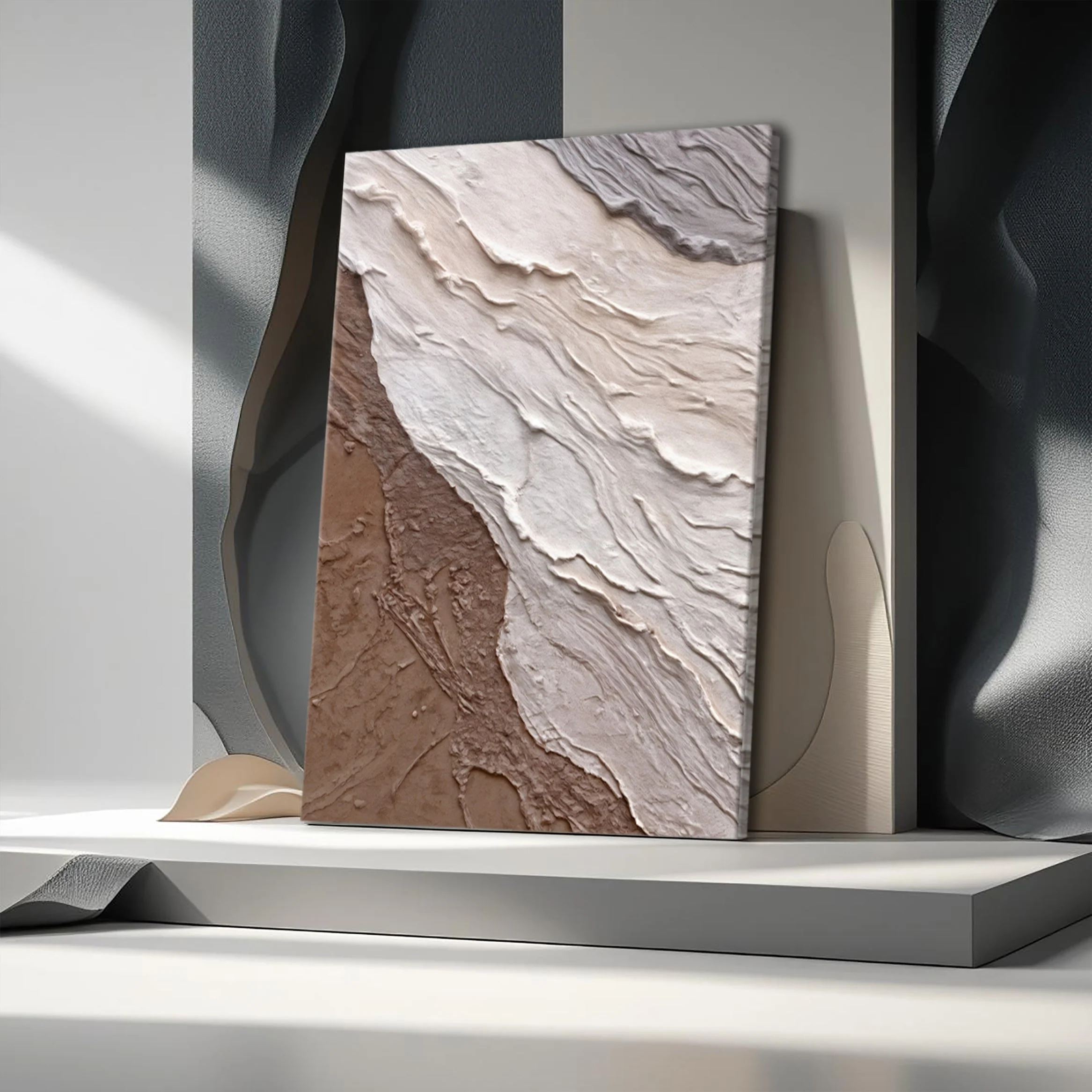 Abstract Earthy Waves Wall Art - Image 5