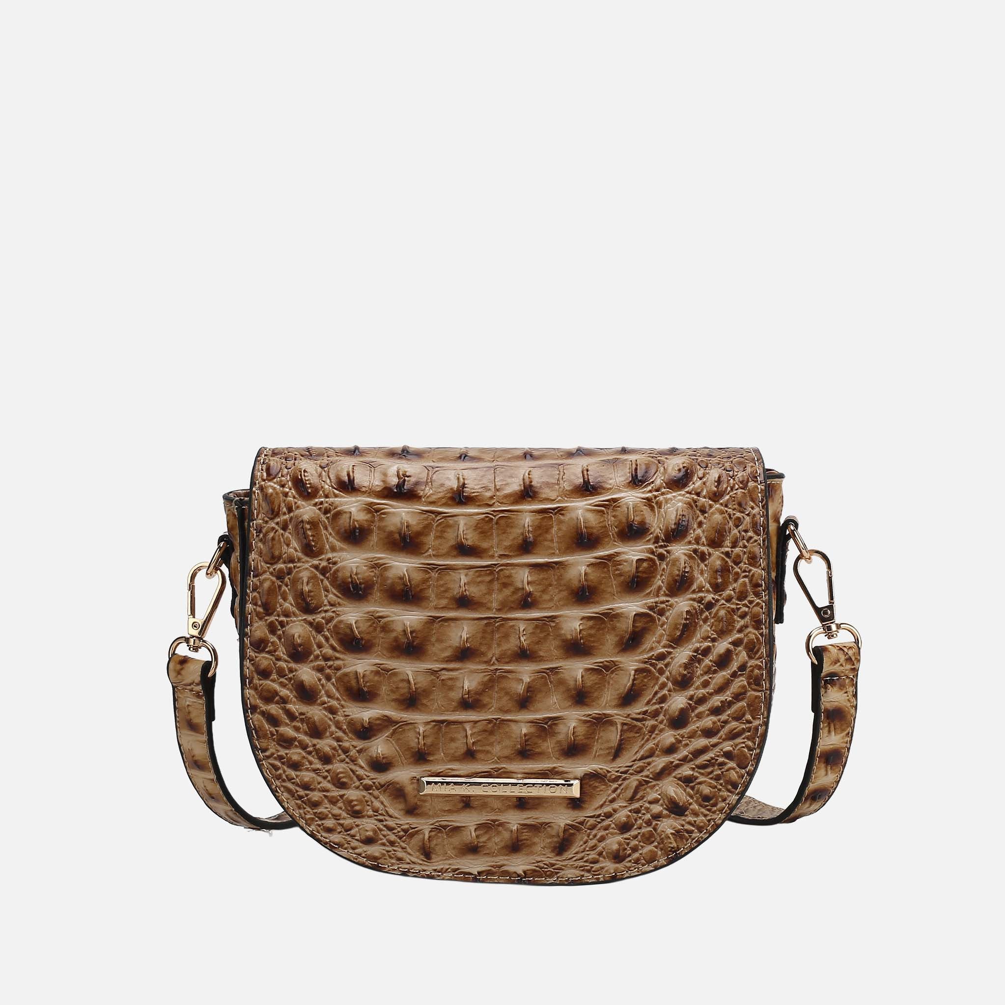 Amalia Solid Croc Crossbody Bag - Image 2
