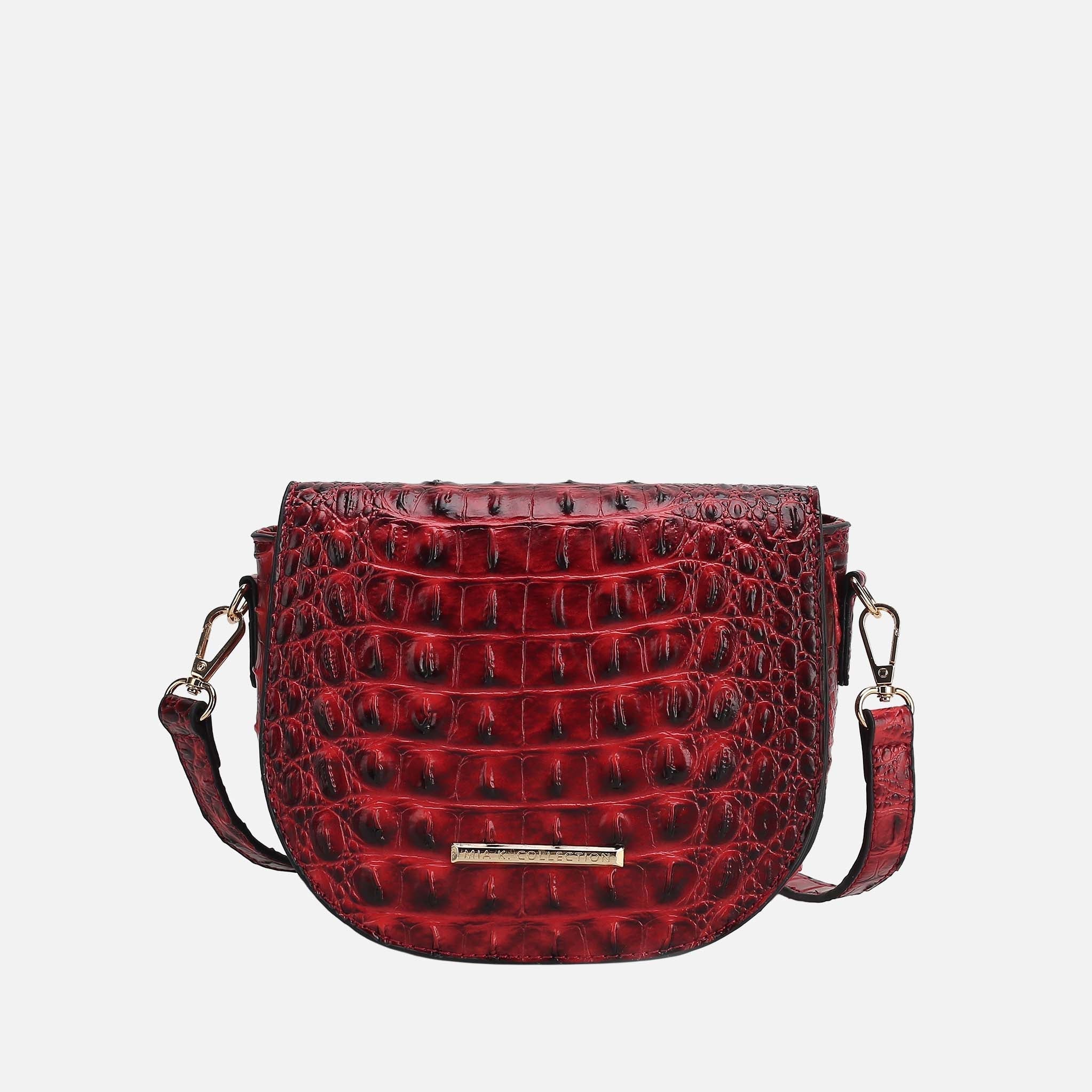 Amalia Solid Croc Crossbody Bag - Image 3