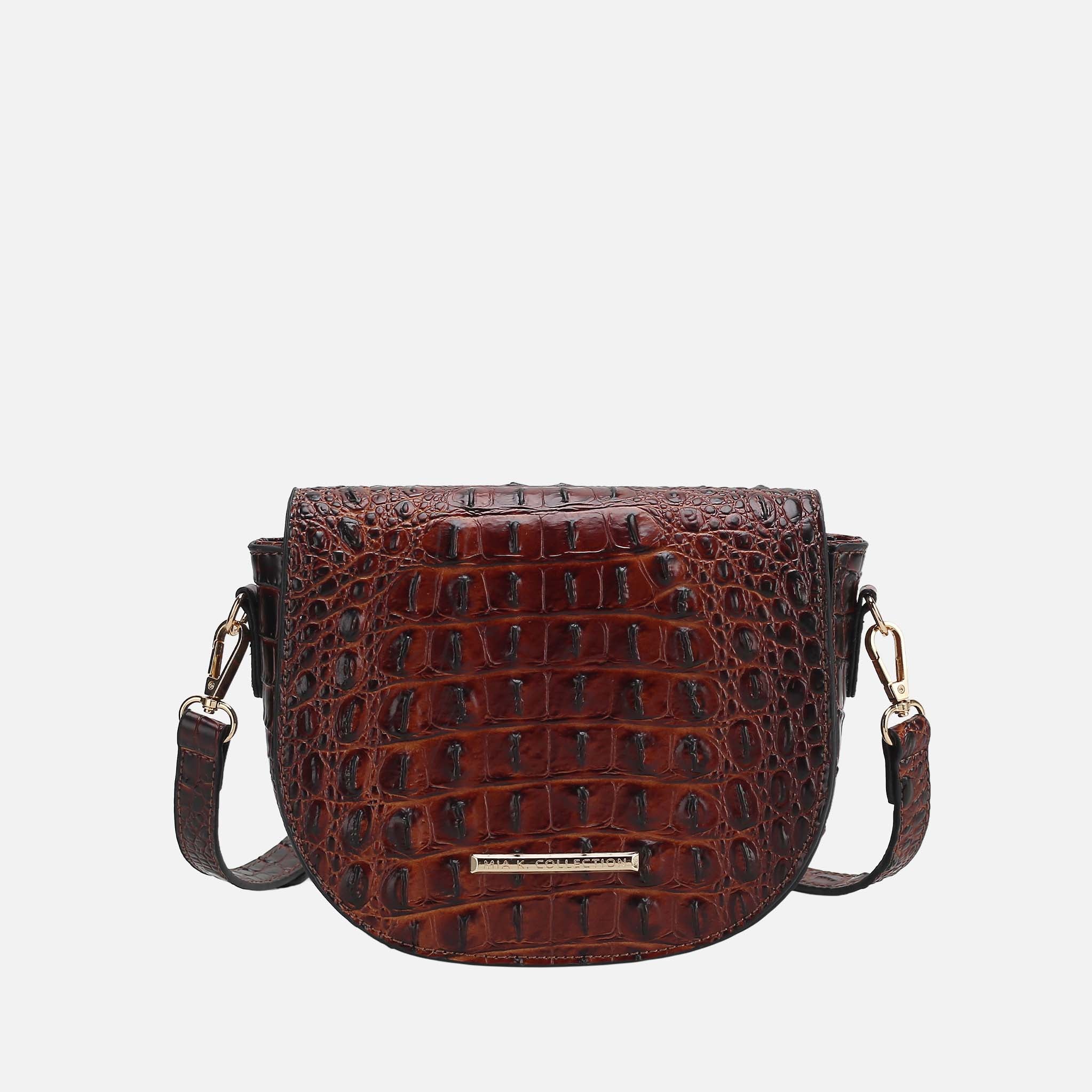 Amalia Solid Croc Crossbody Bag - Image 4