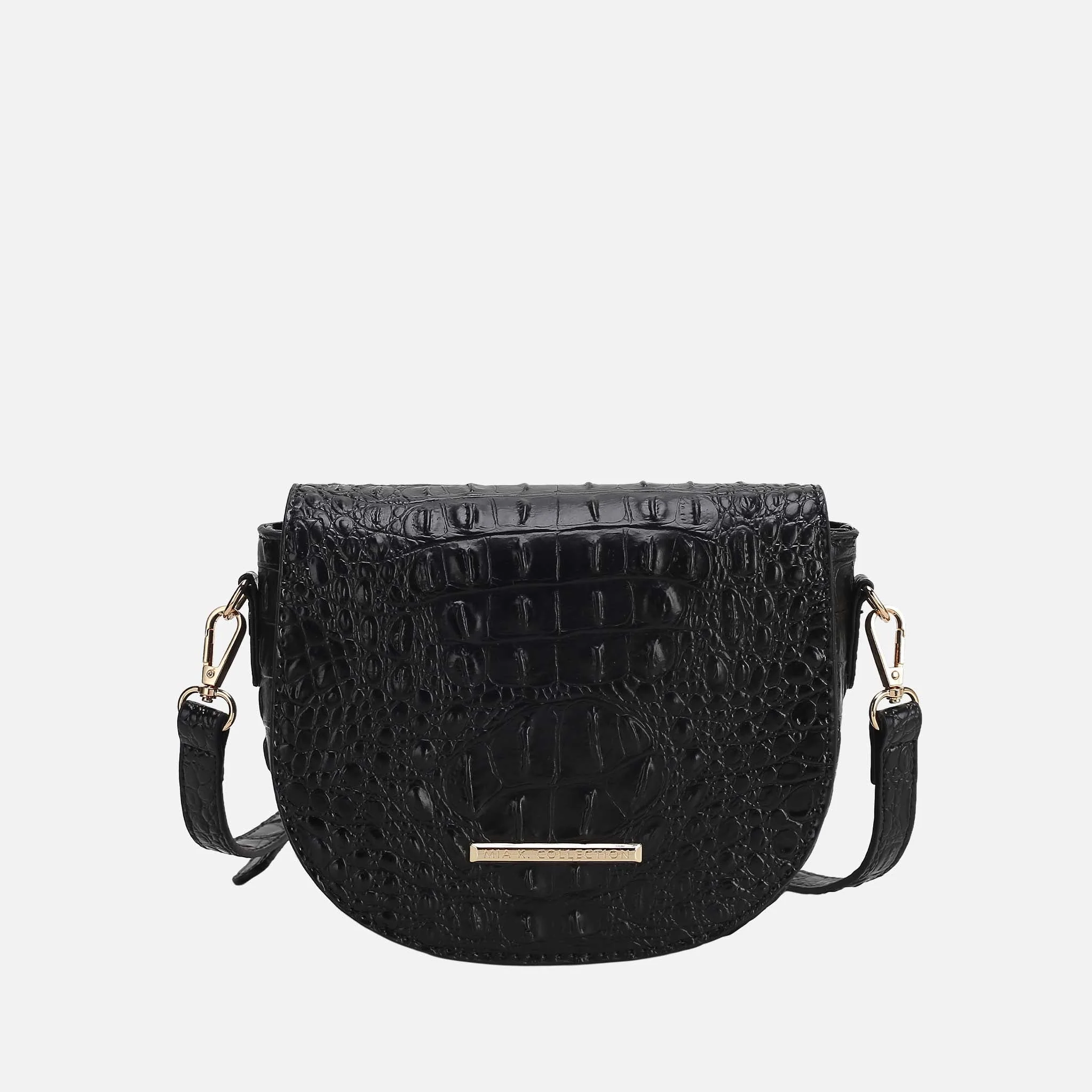 Amalia Solid Croc Crossbody Bag - Image 5