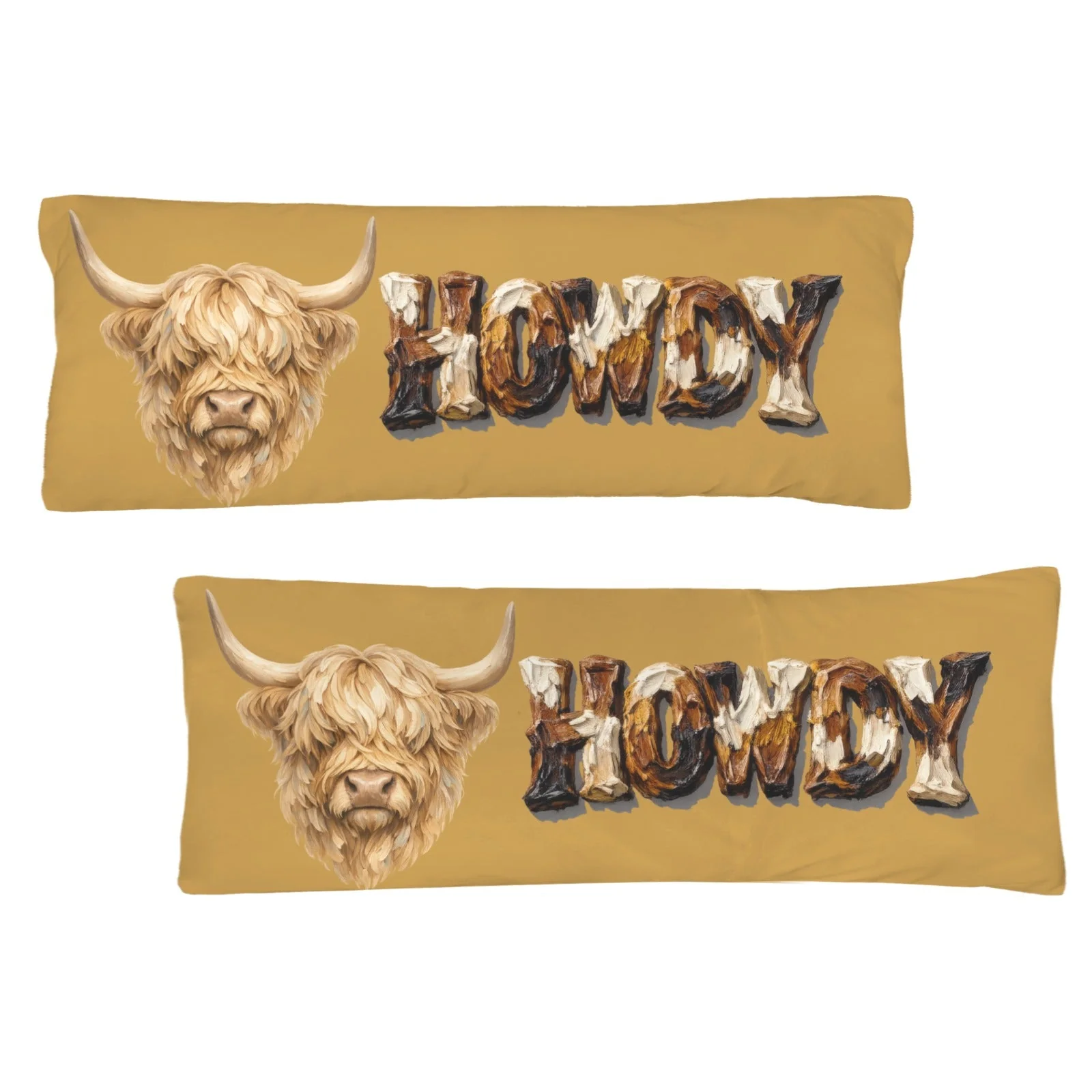 Baha Ranch Howdy Highland Western Body Pillow Made in America - Image 4