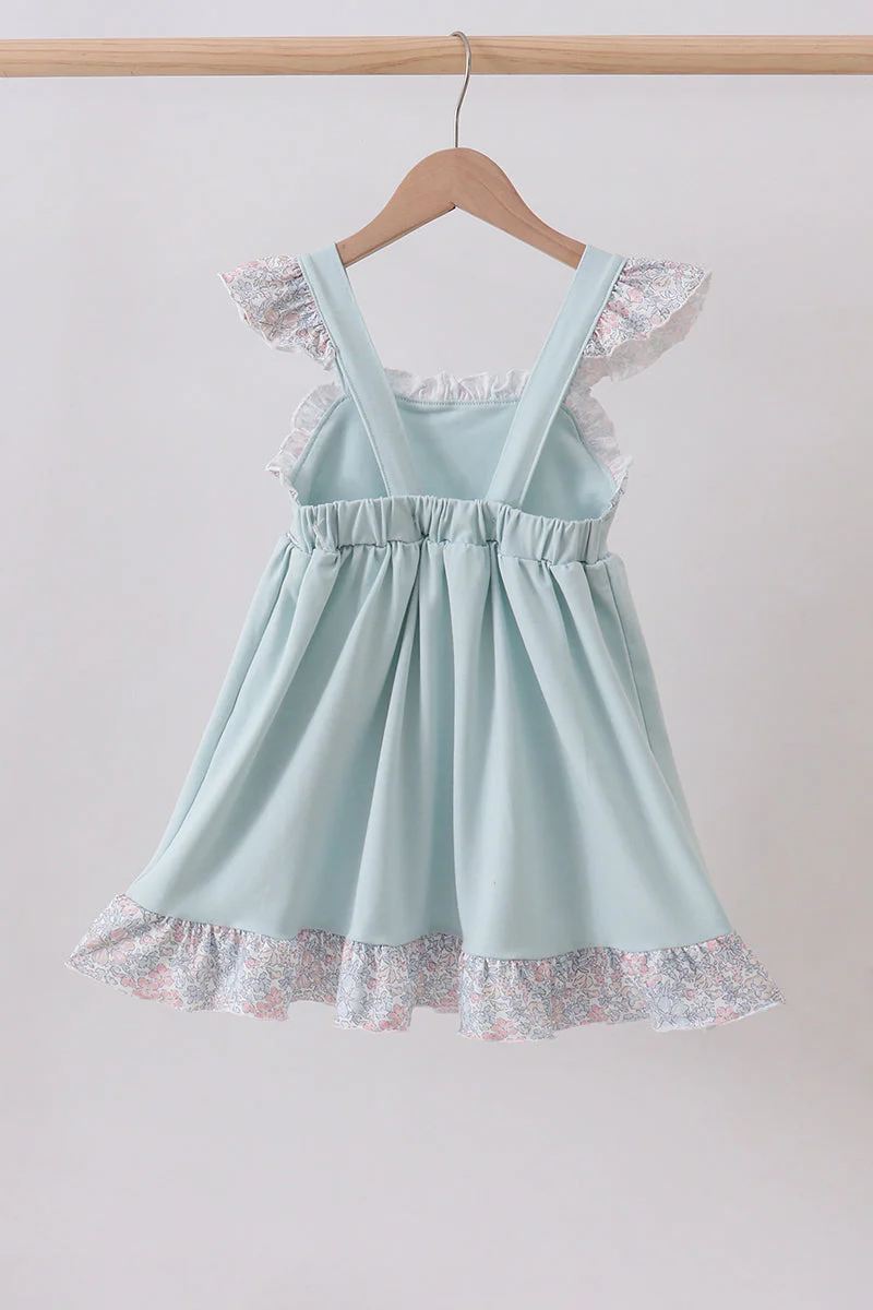Blue floral bunny applique ruffle dress - Image 3