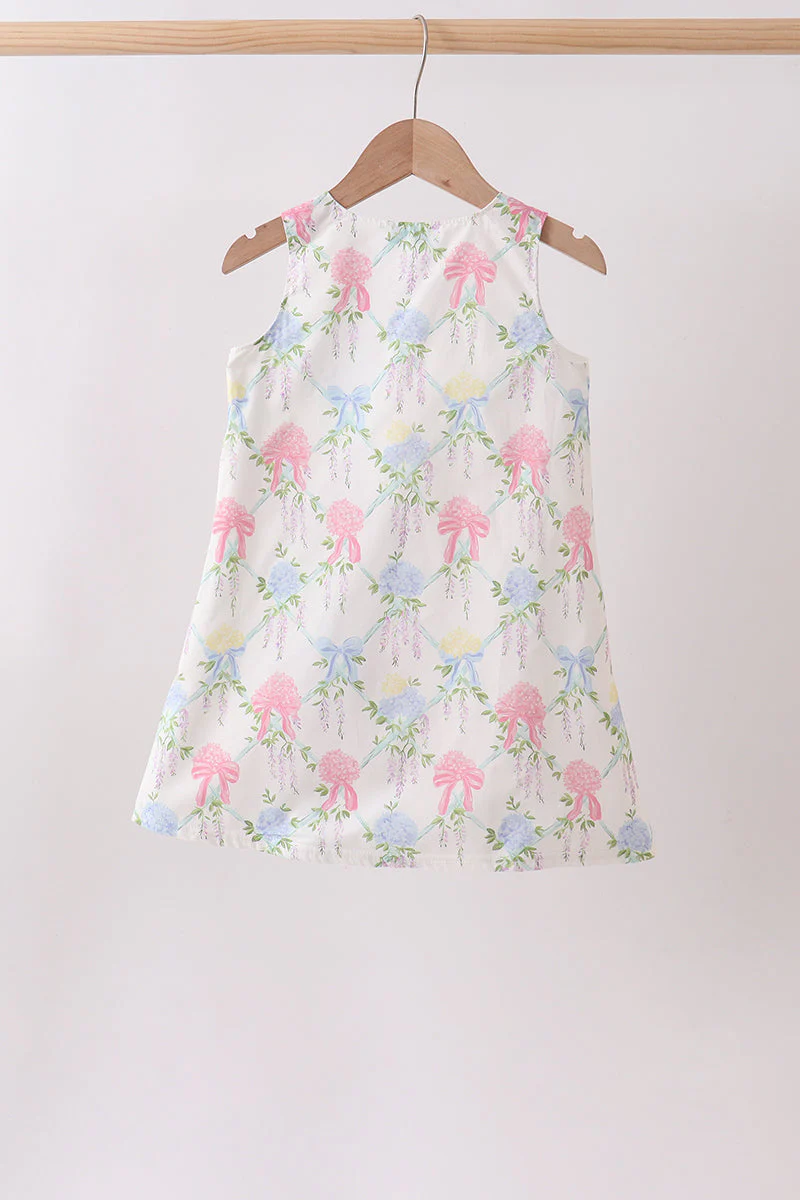 Blue Hydrangea Bow Dress - Image 4