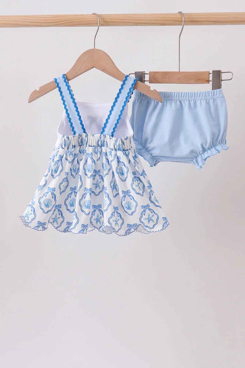 Blue Shells Embroidered Bloomer Set - Image 5