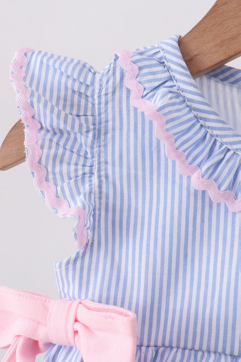 Blue Stripe Bow Ruffle Bubble - Image 2