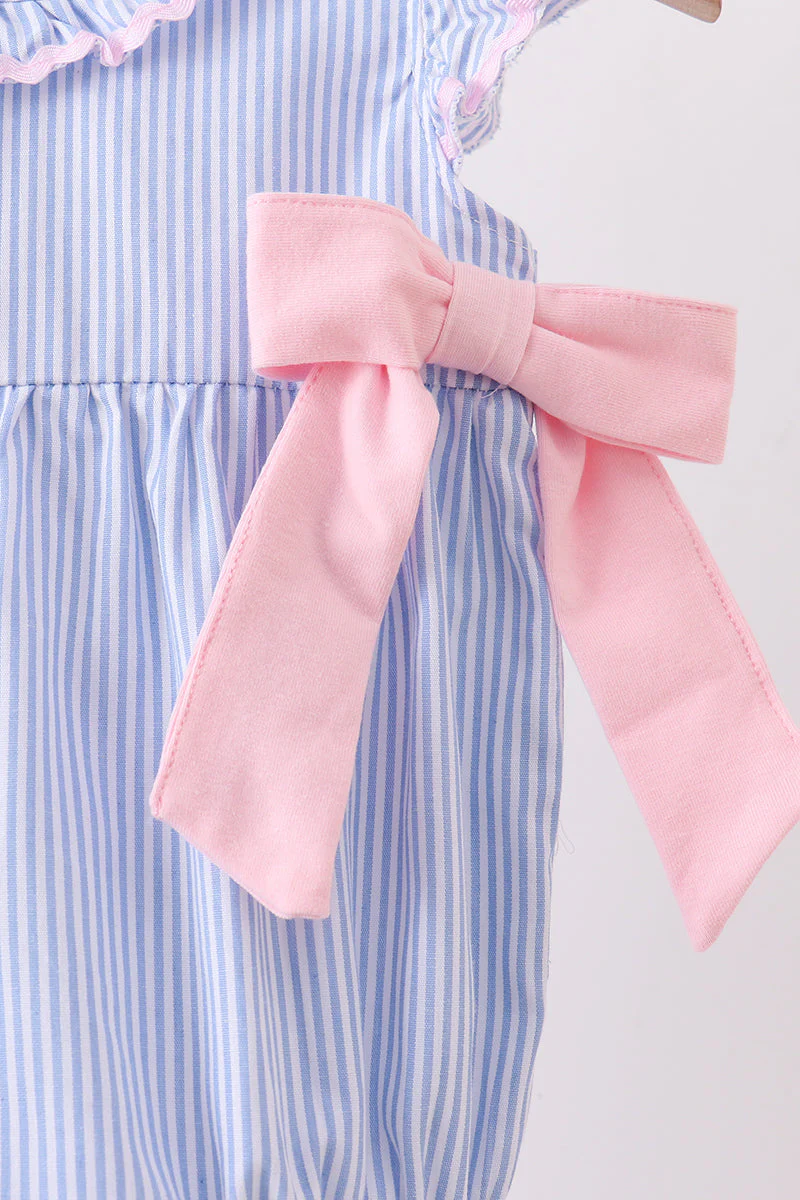 Blue Stripe Bow Ruffle Bubble - Image 3
