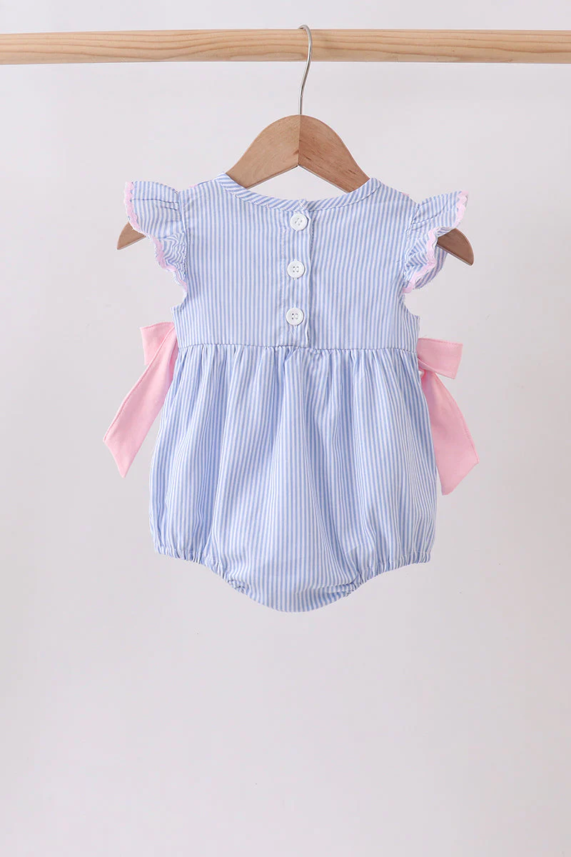 Blue Stripe Bow Ruffle Bubble - Image 5