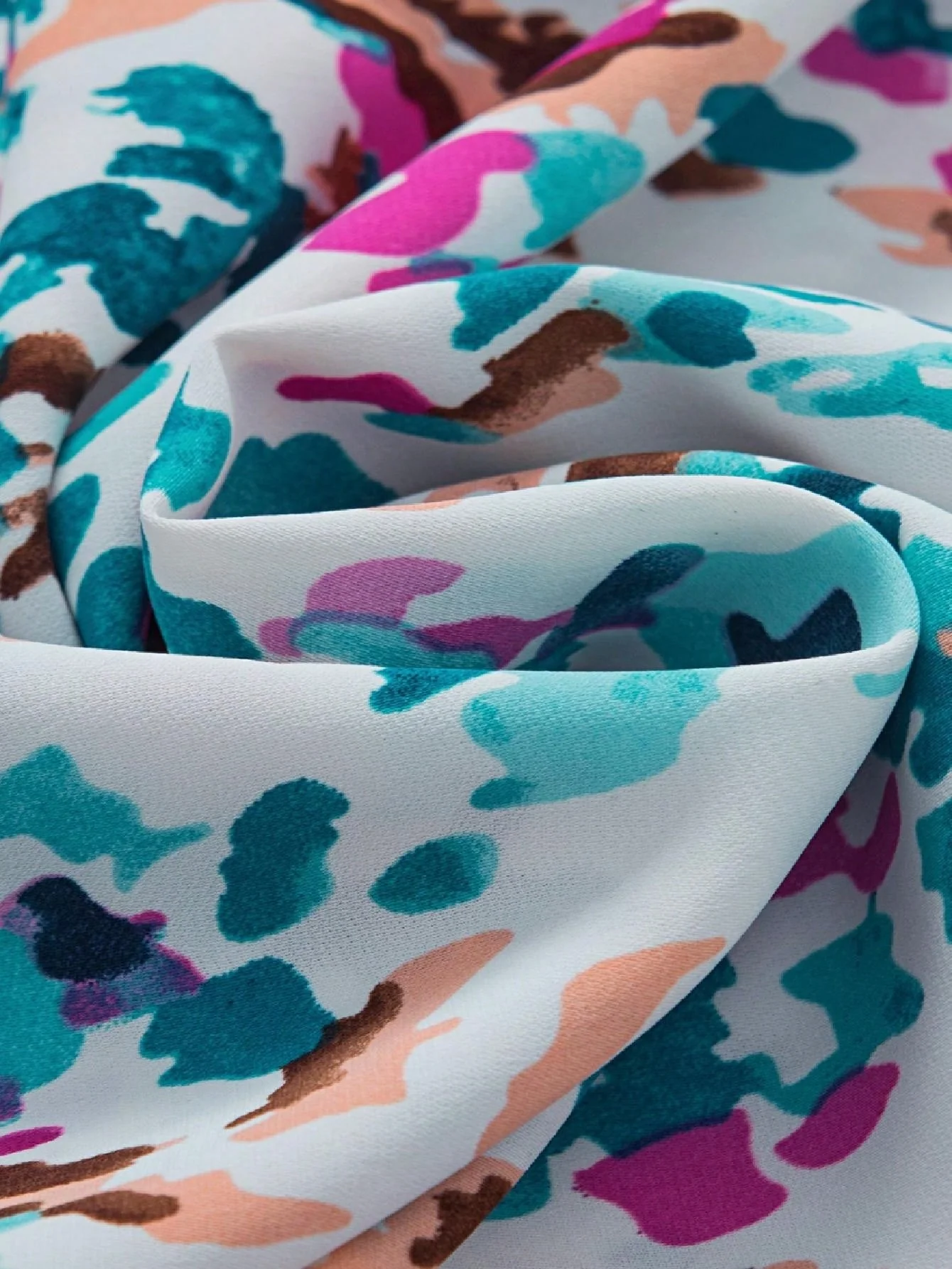 Boho Retro Vintage 60's Vibe Rose  Abstract Print Shirred Mock Button Neck Lantern Puff Bubble Sleeve Top Shirt Blouse - Image 11