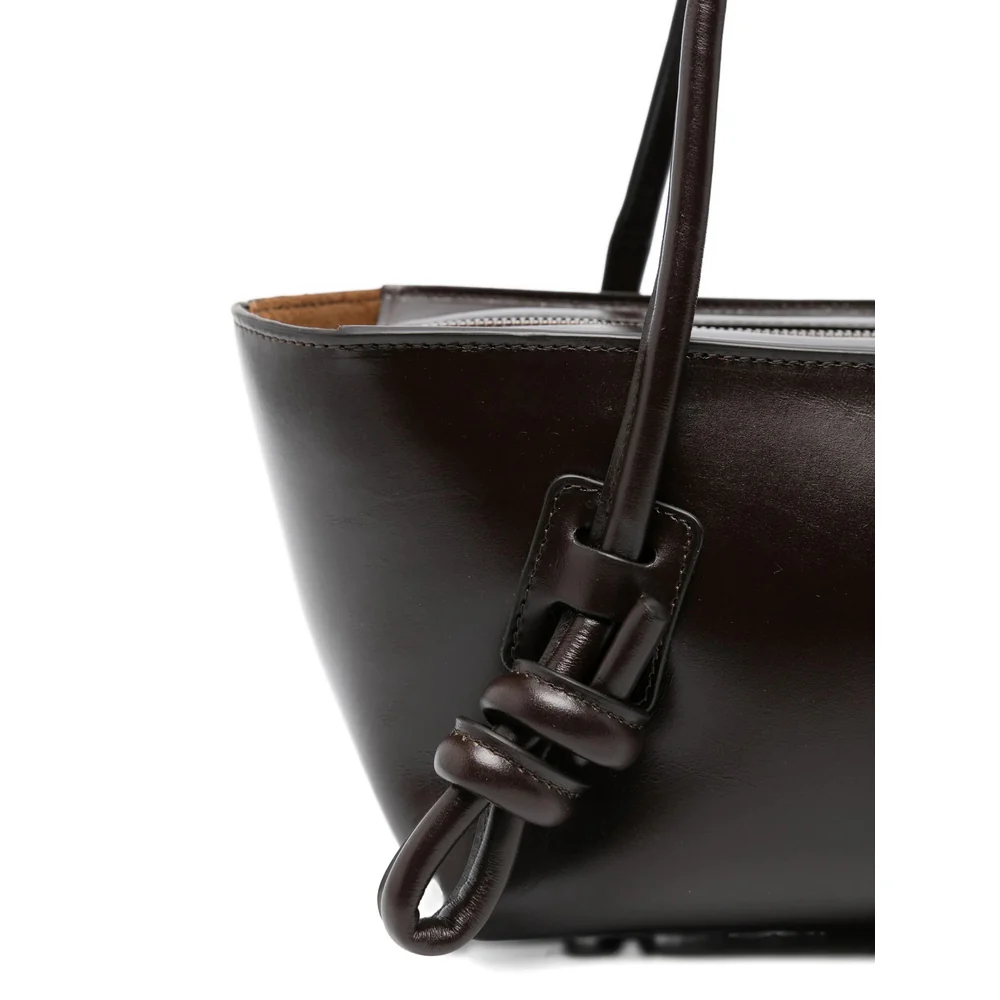 Brown Calf Leather Bag With Knot Detail - Image 3