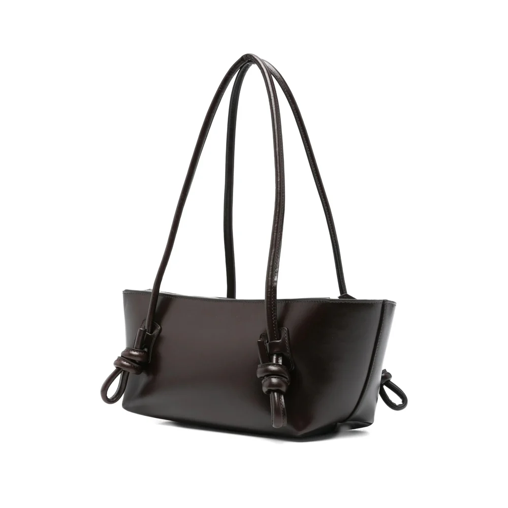 Brown Calf Leather Bag With Knot Detail - Image 4