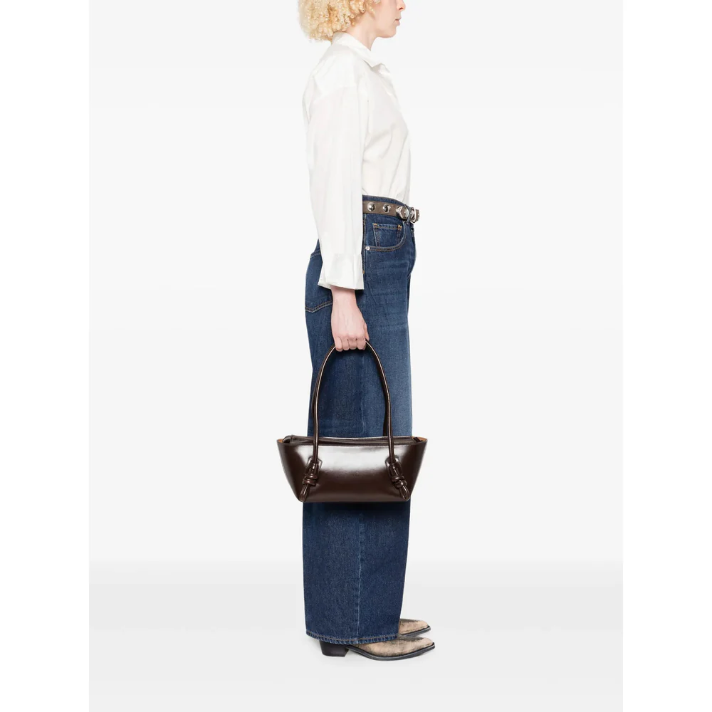 Brown Calf Leather Bag With Knot Detail - Image 5