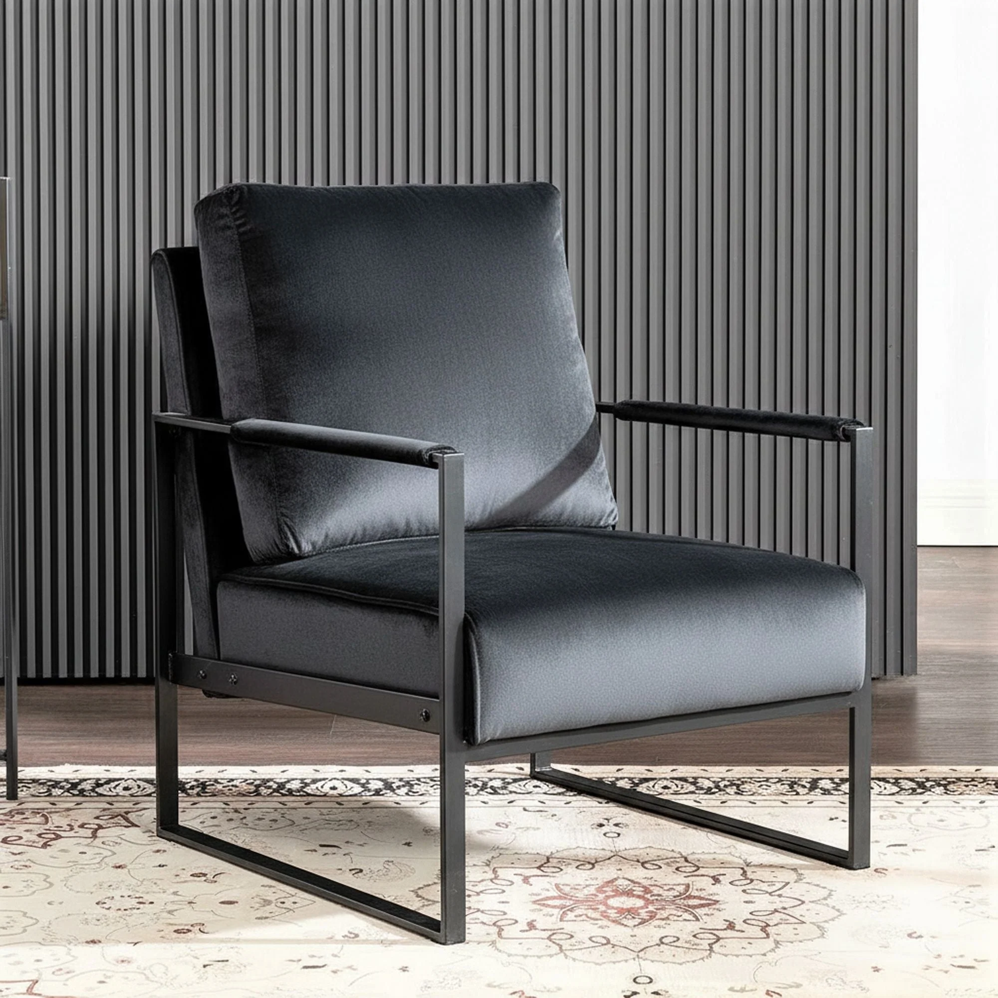 Classic Mid Century Modern Accent Chair With Durable Square Metal Frame, Armchair - Image 7