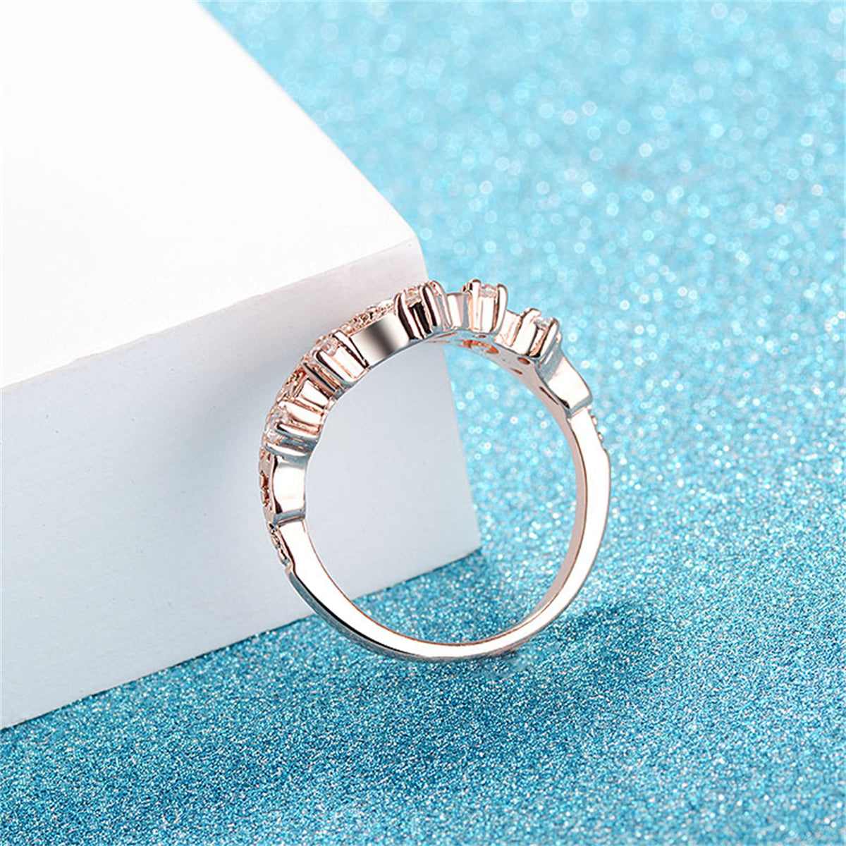 Crystal & Cubic Zirconia Rose Goldtone Crown Ring - Image 4