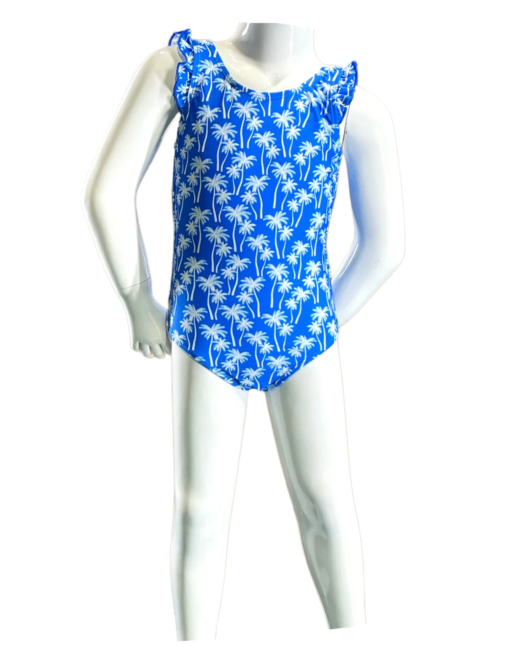 Marina West Tie Back One Piece Swimsuit (F1701) - White Plams on Blue - Image 4