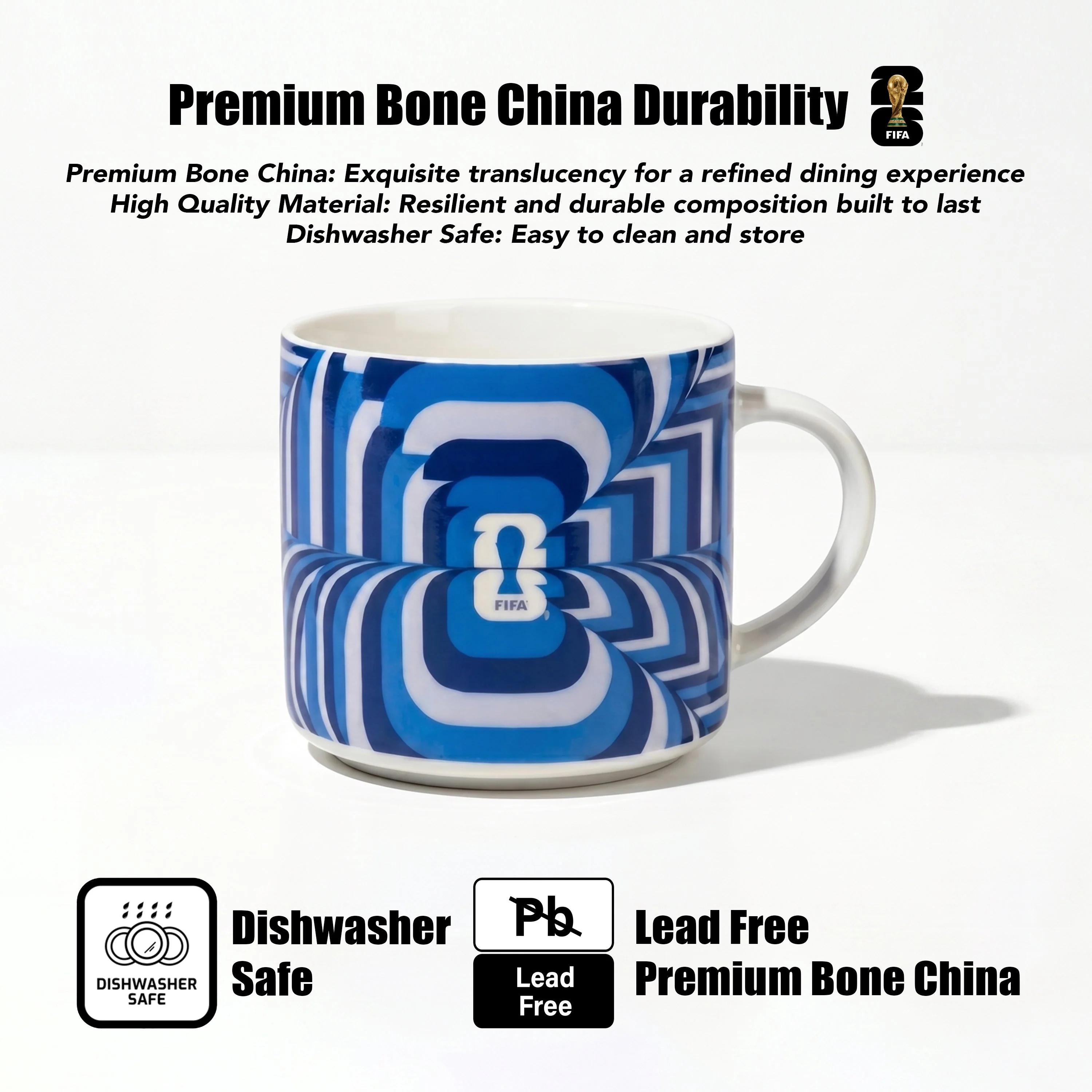 FIFA Trophy Mug 21.9 OZ./650 Ml Color Glaze Bone China - Image 12