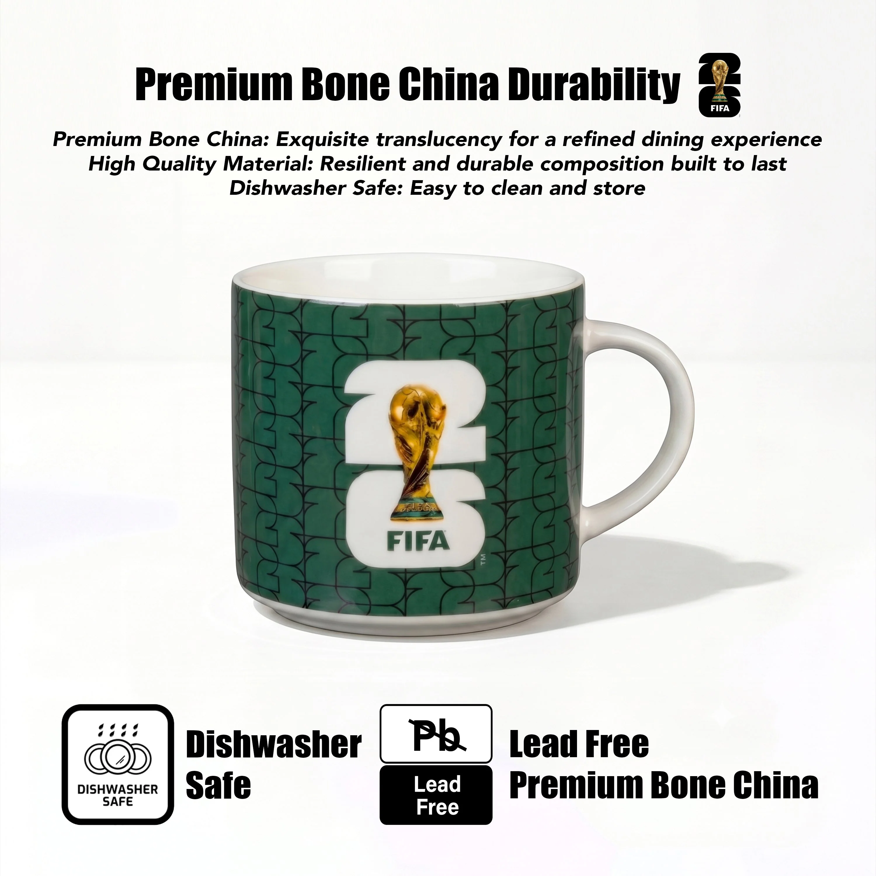FIFA Trophy Mug 21.9 OZ./650 Ml Color Glaze Bone China - Image 9