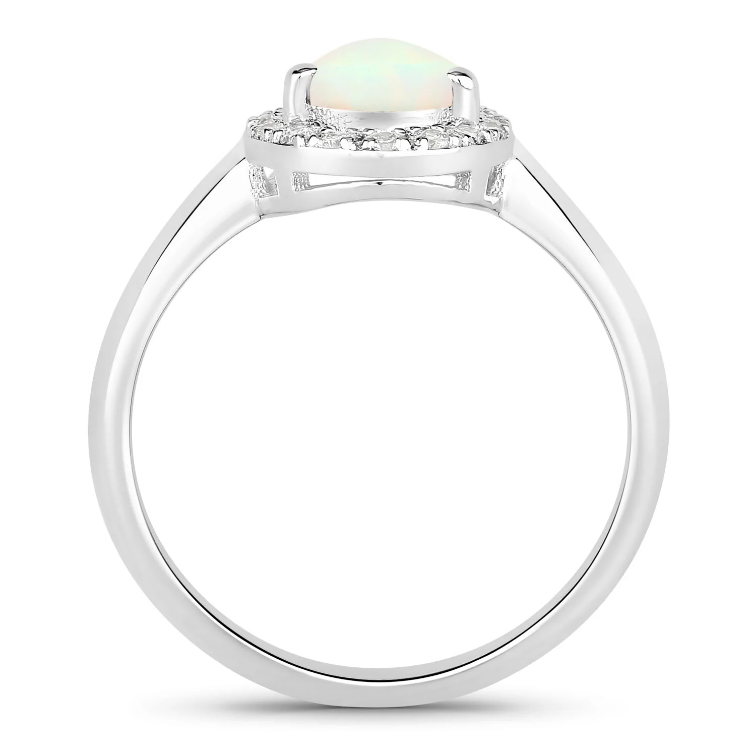 Fine Color Jewels 1.08 Ct Genuine Ethiopian Opal and Lab Grown Diamond Silver Ring - Image 2