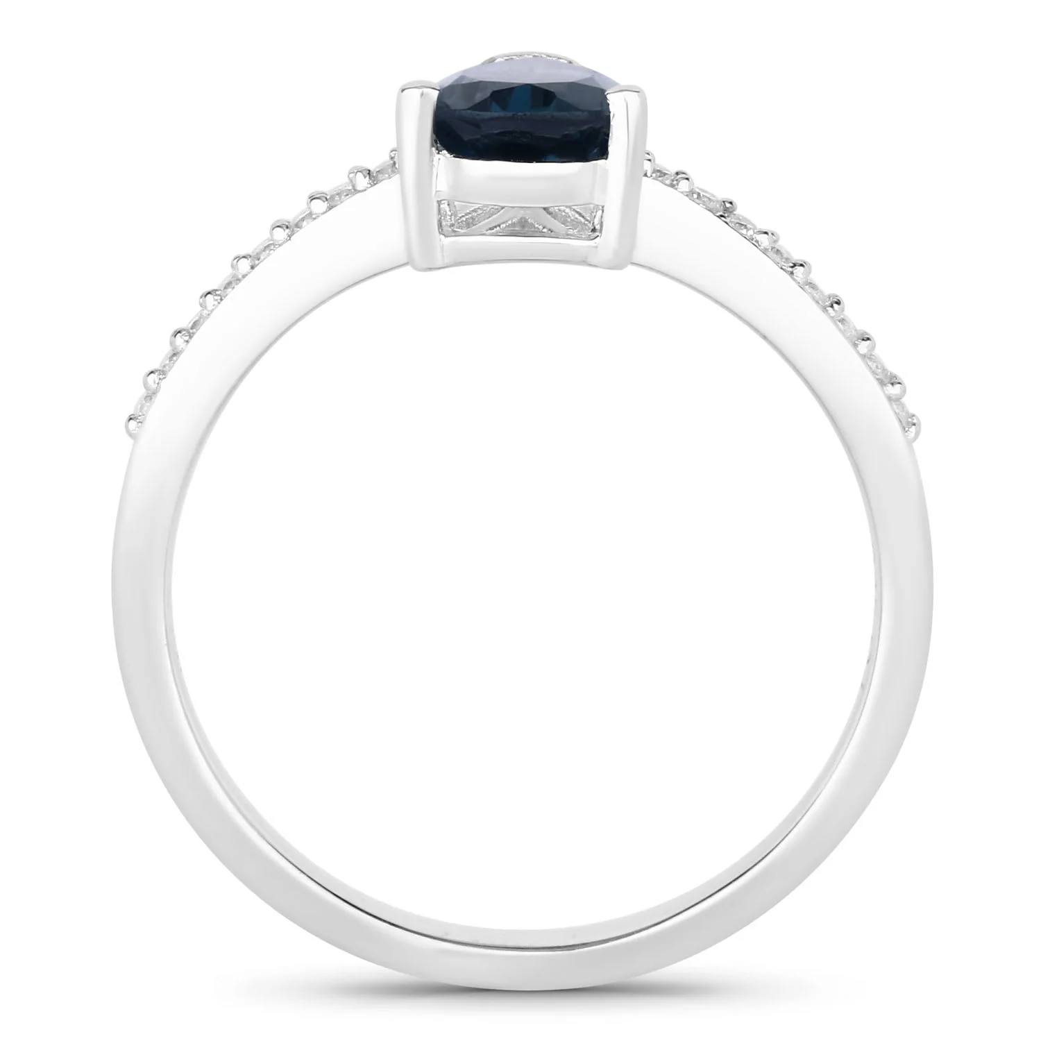 Fine Color Jewels 1.10 Ct Genuine London Blue Topaz and Lab Grown Diamond Silver Ring - Image 2