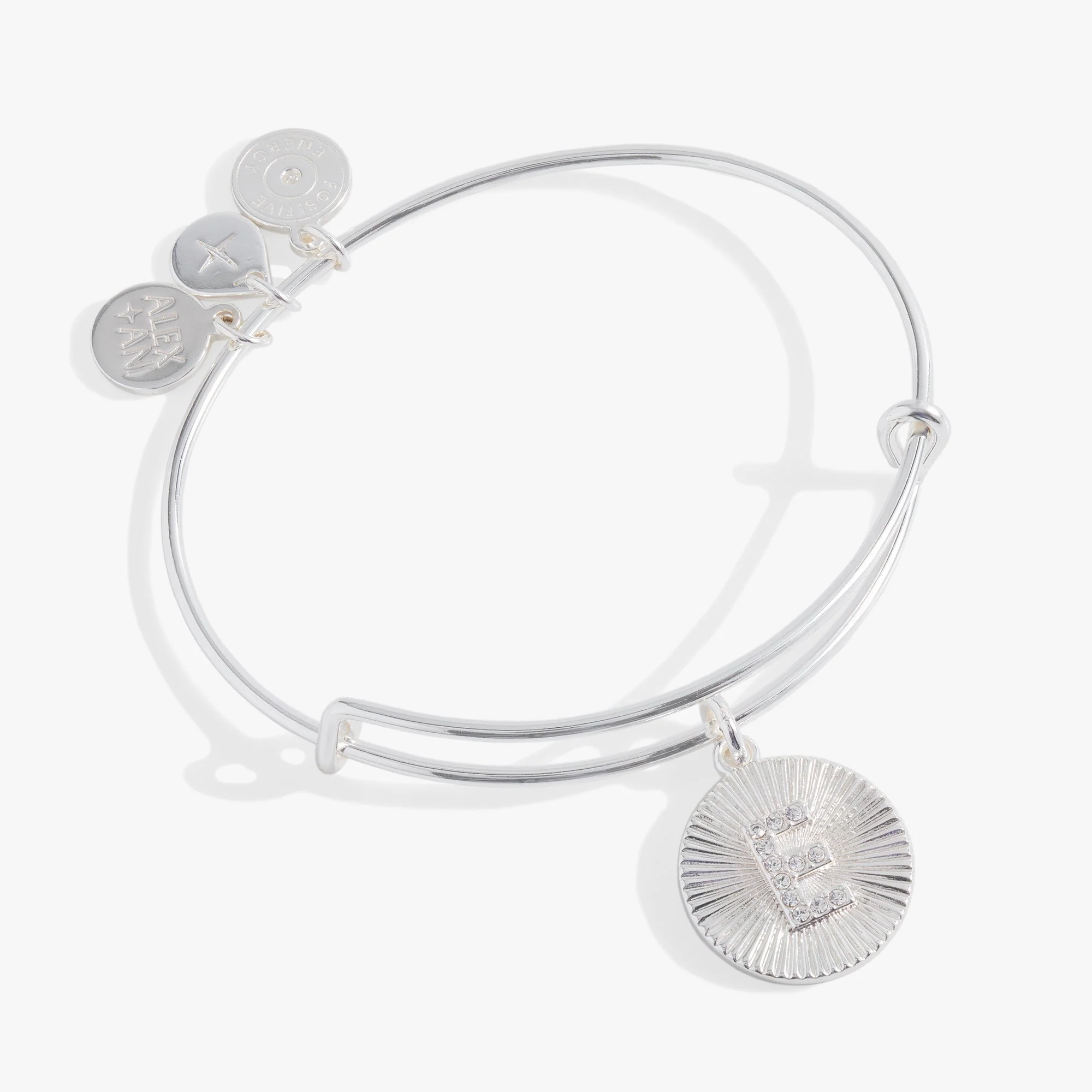 Initial E Pave Starburst Texture Bangle - Image 3