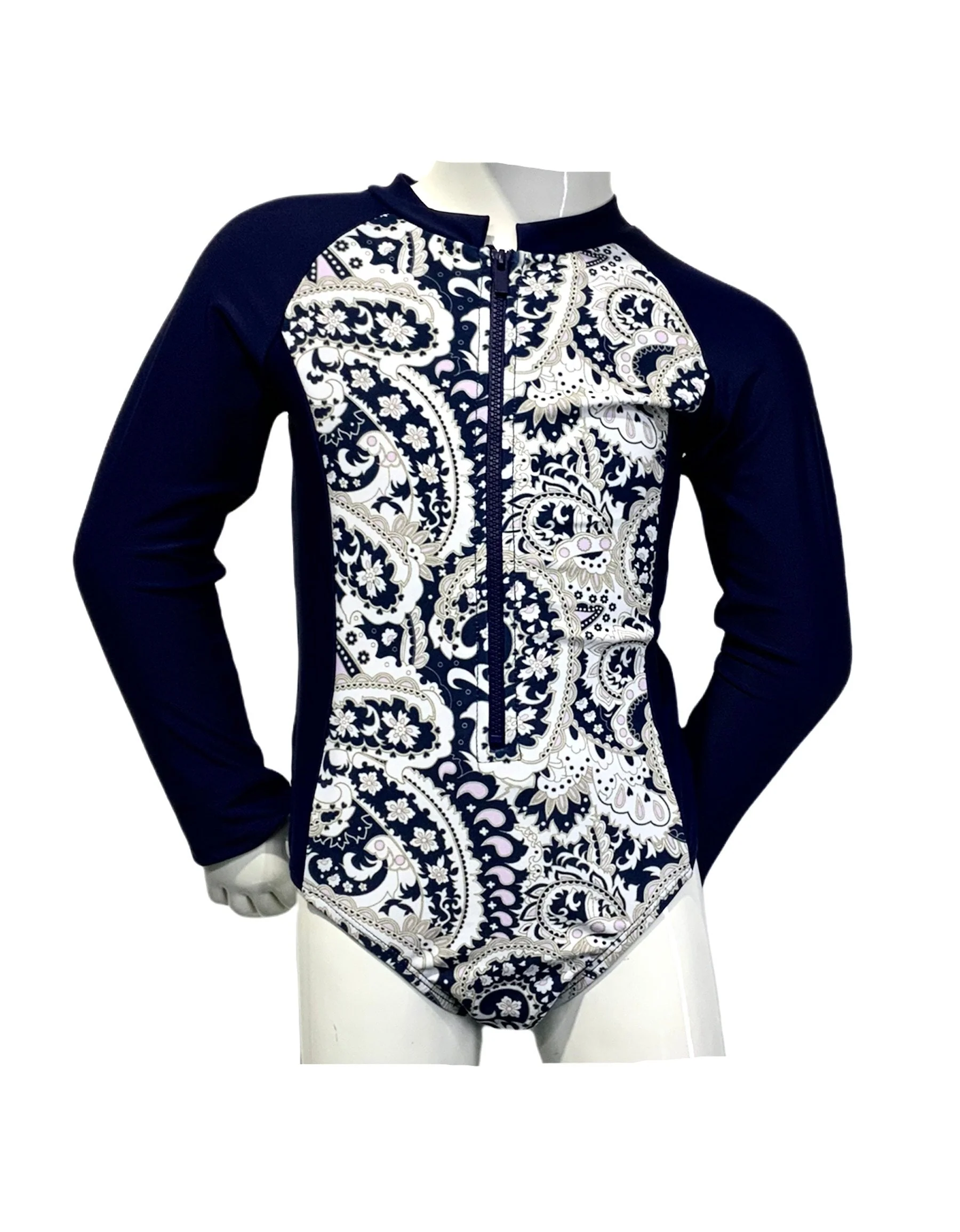 Marina West K4802 Kids One-Piece Rash Guard Swimsuit (Paisley)