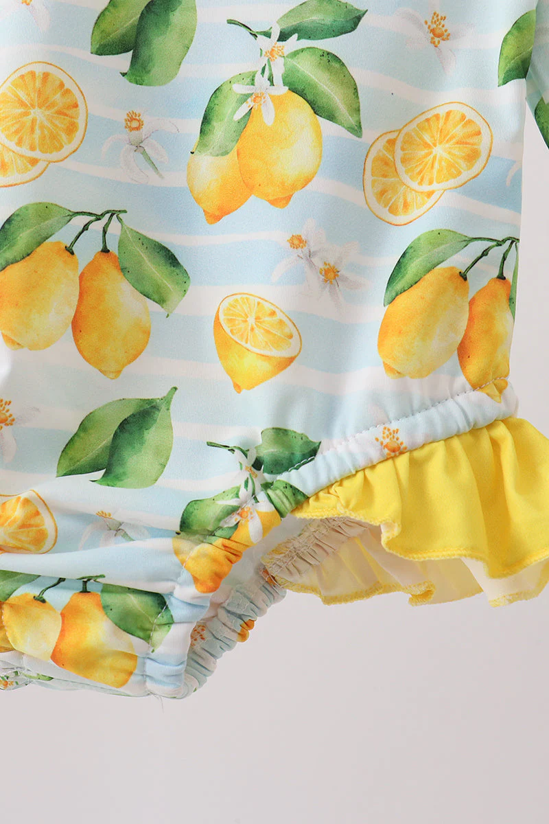 Lemon print ruffle rashguard - Image 3