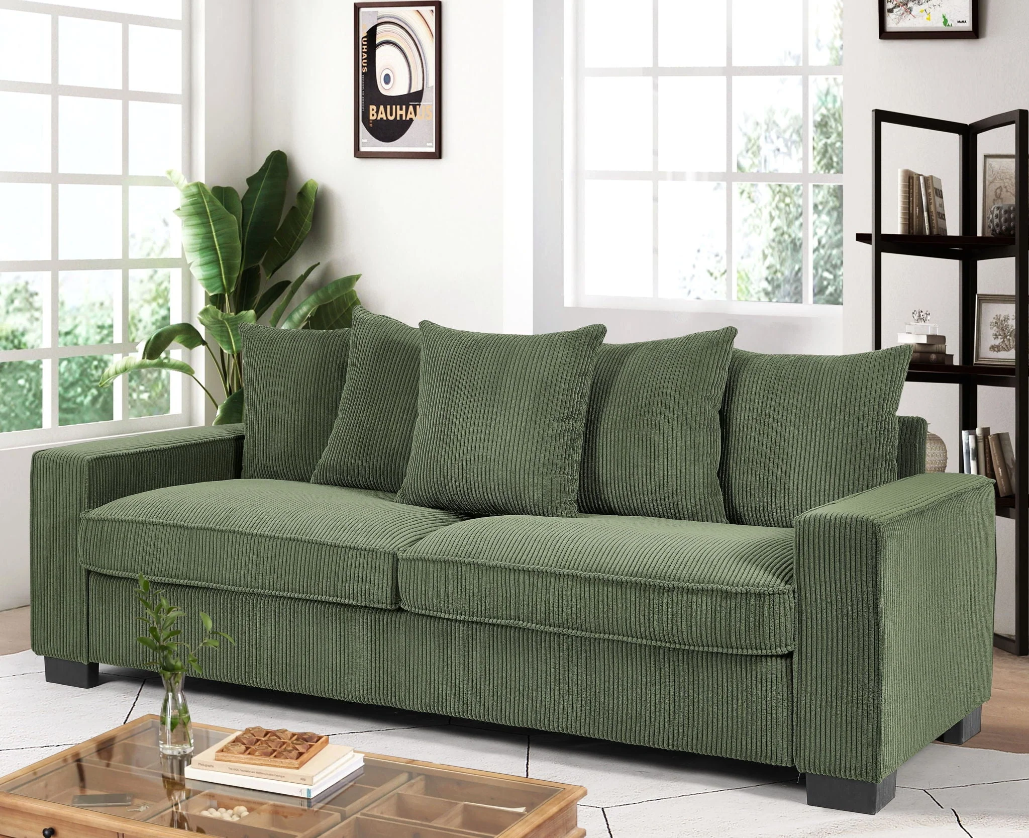 Luxe Sofa With 5 Matching Toss Pillows, Sleek Design, Spacious and Comfortable 3 Seater Couch - Image 6