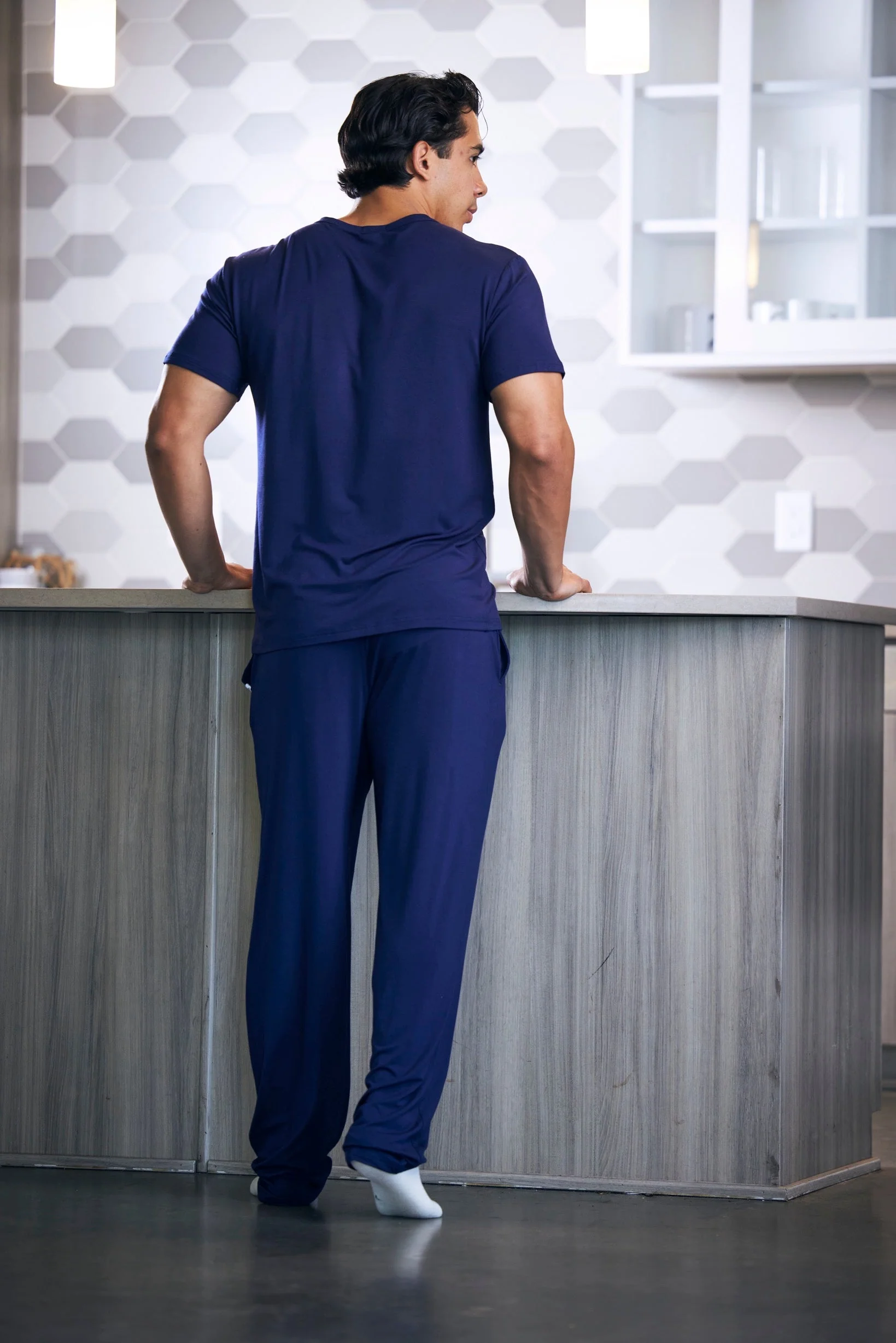 Men's Soft Bamboo Lounge Pajama Set - Short Sleeve Top & Pants - Image 8