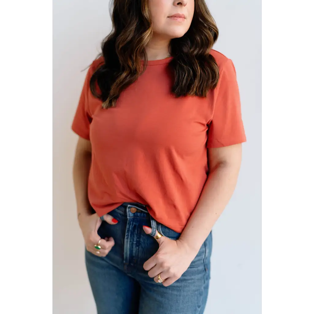 Mom Crop Tee in Tomato - Image 2