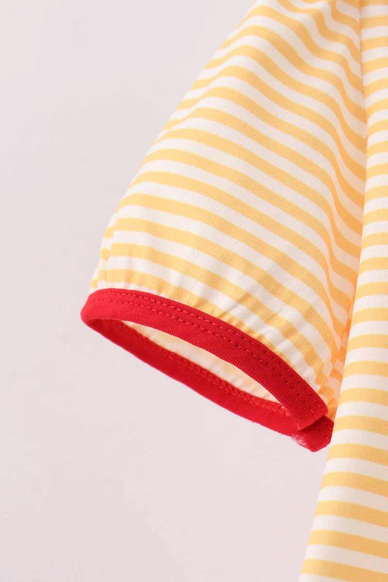 Mustard Stripe Apple Embroidered Top - Image 2