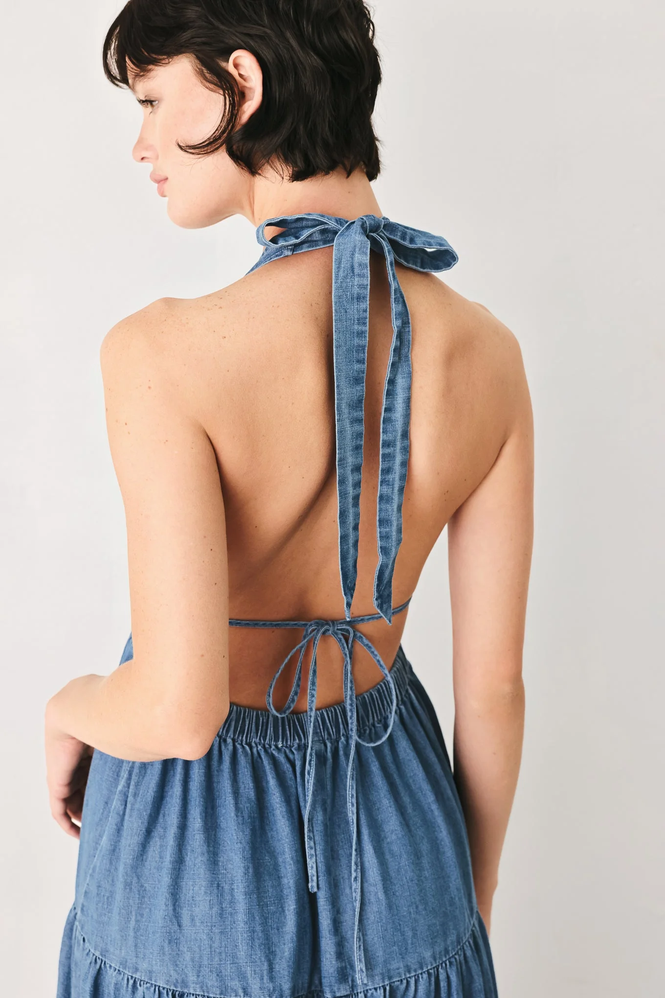 Ocean Sky Denim Midi Dress - Image 2