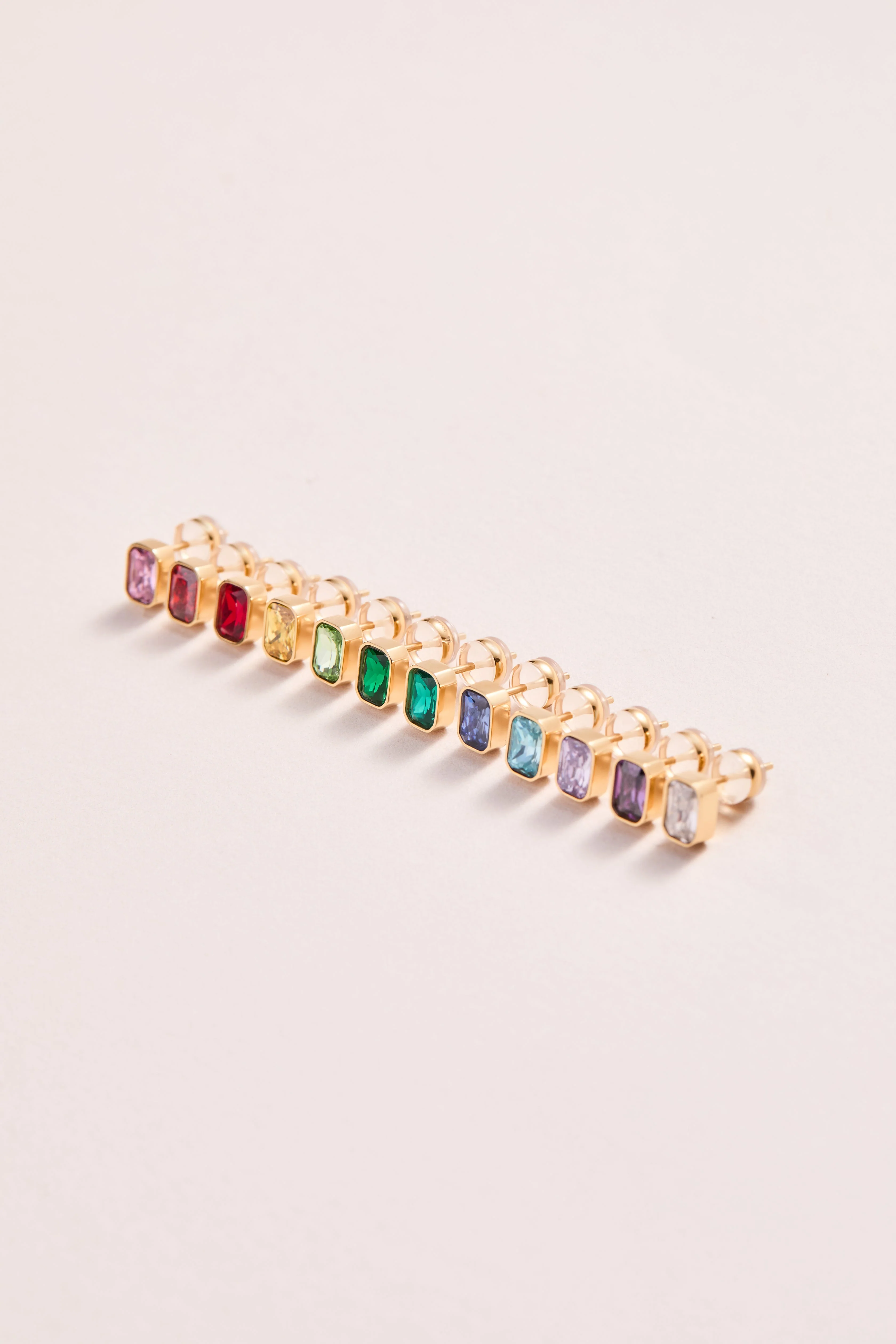 October Emerald-Cut Birthstone Stud Earrings - Image 5