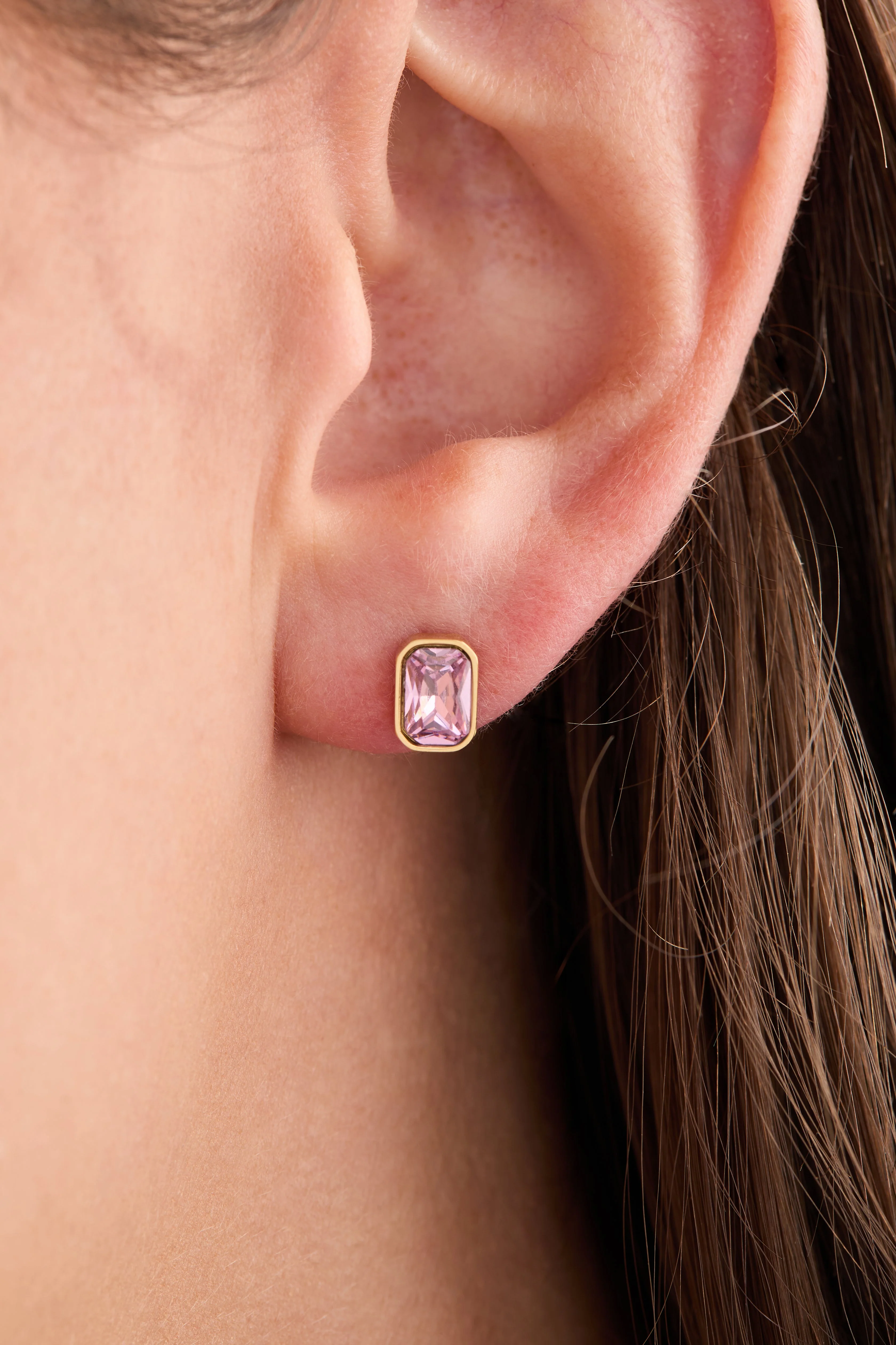 October Emerald-Cut Birthstone Stud Earrings - Image 7
