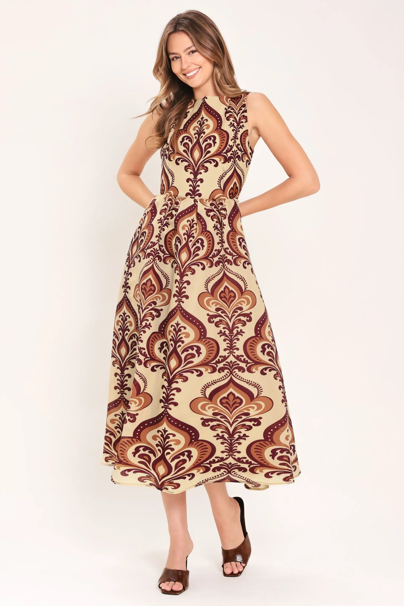 Palazzo Charm Woven Midi Dress - Image 3