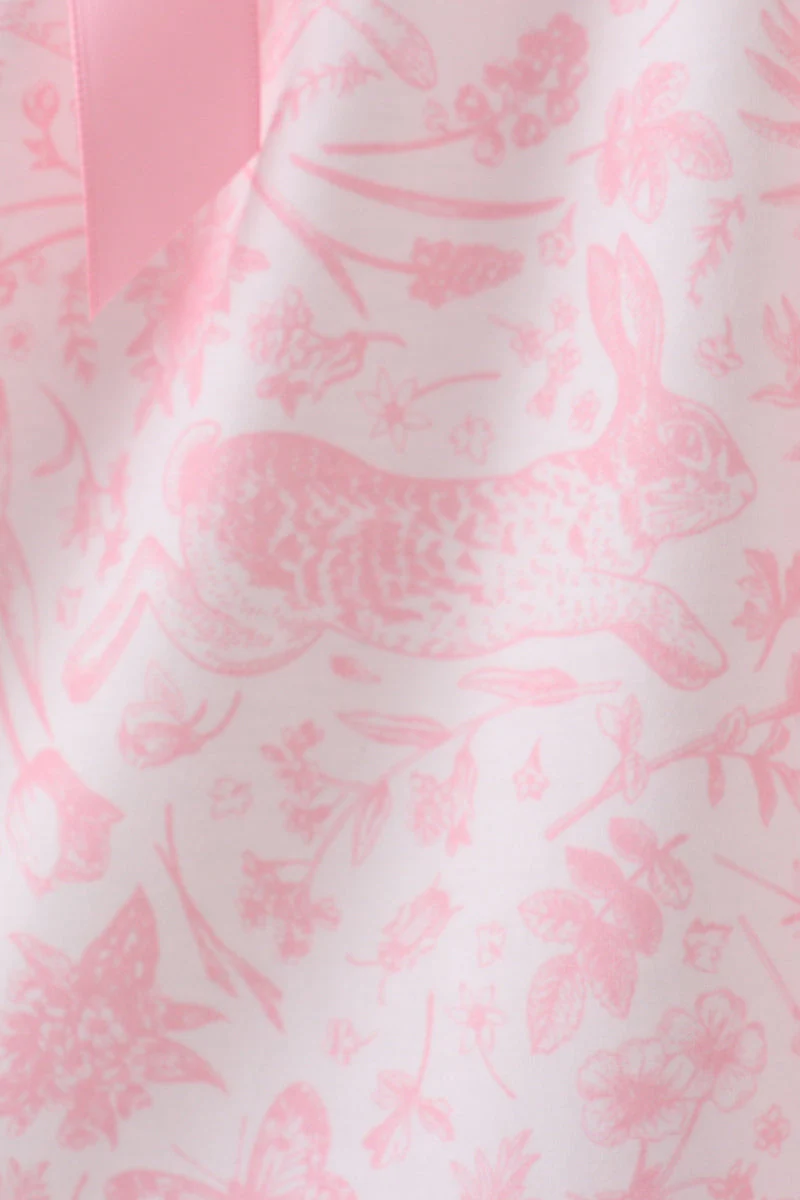Pink bunny smocked lace collar dress - Image 3