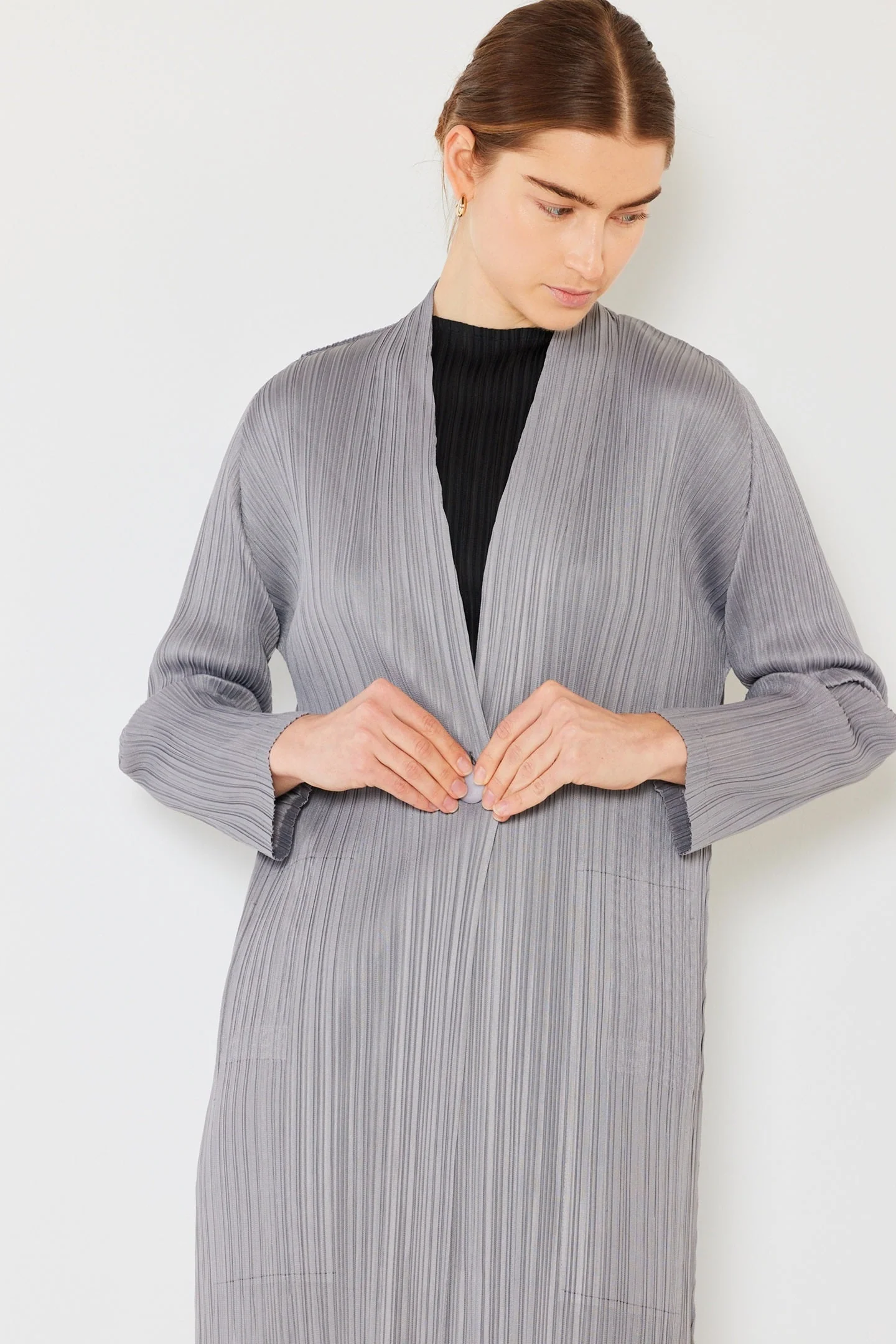 Marina West C02LG Pleated Long Sleeve Cardigan Duster - Image 8