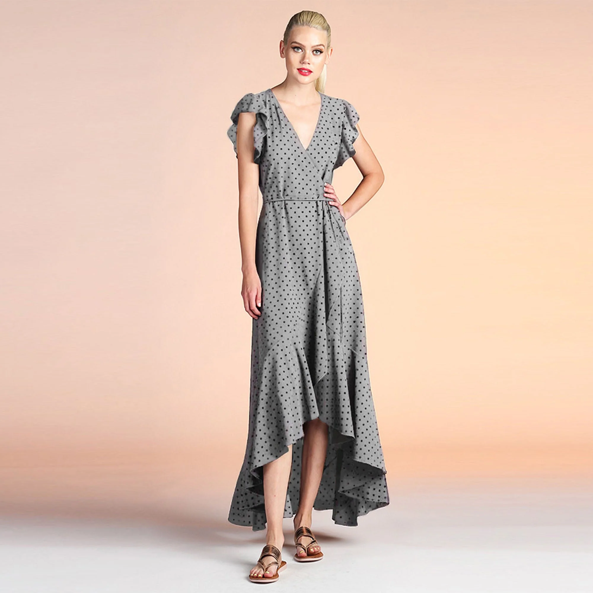 Polka Dot Maxi Wrap Dress - Image 10