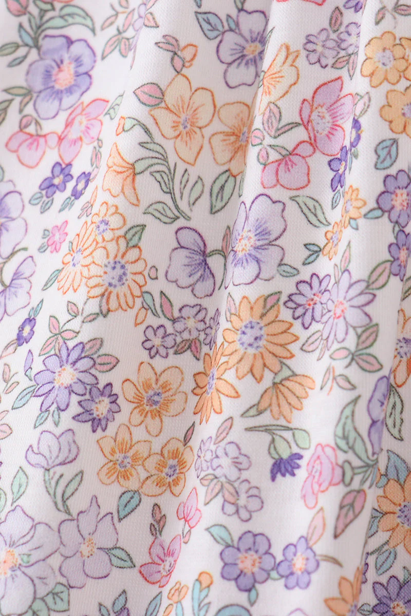 Purple Floral Smocked Bloomer Set - Image 3