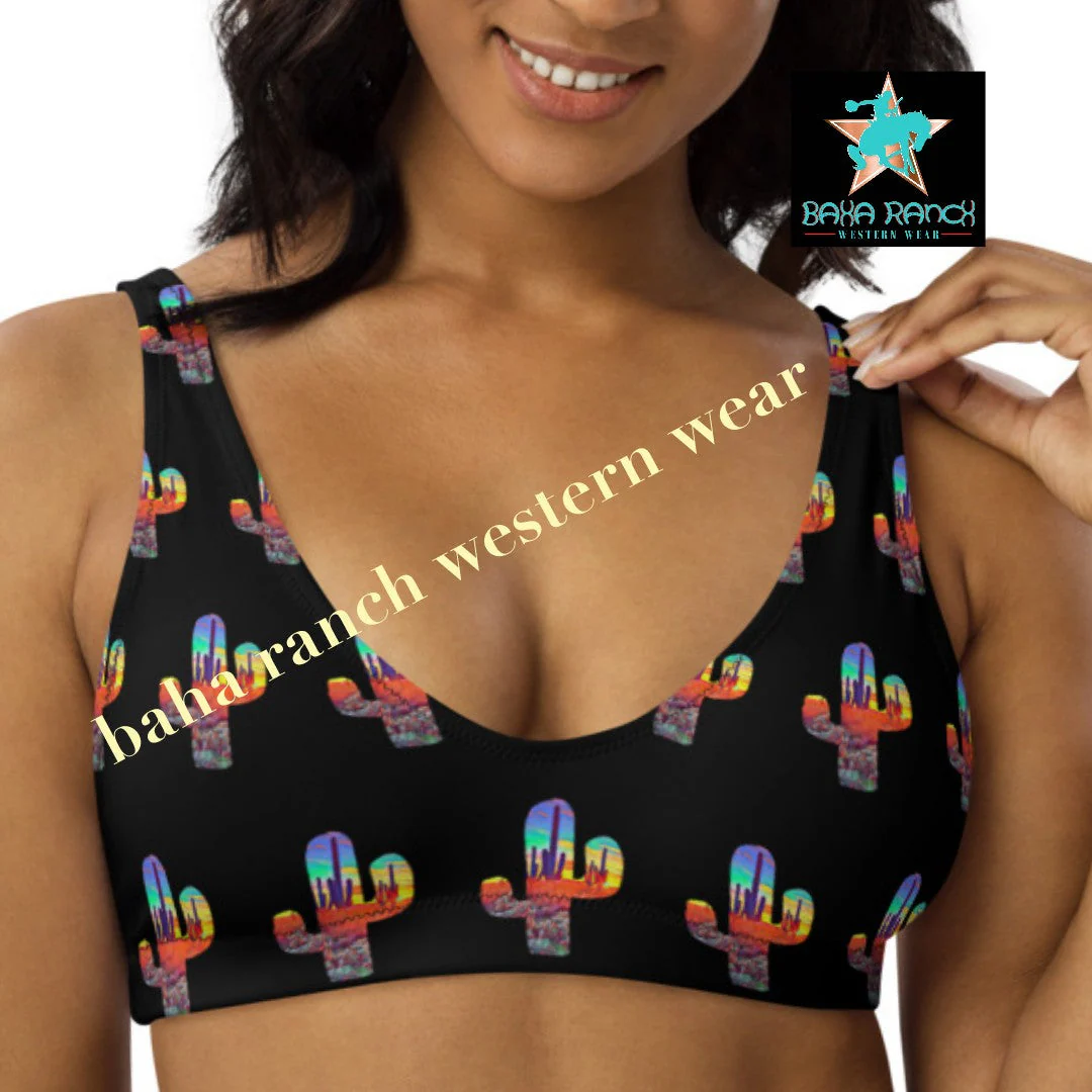Ready To Ship Yeehaw Sunset Desert Bikini Top Medium - Image 4