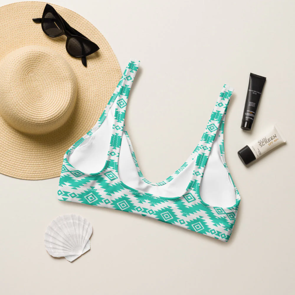 Ready to Ship Yeehaw Turquoise Aztec Bikini Top Size Medium - Image 3