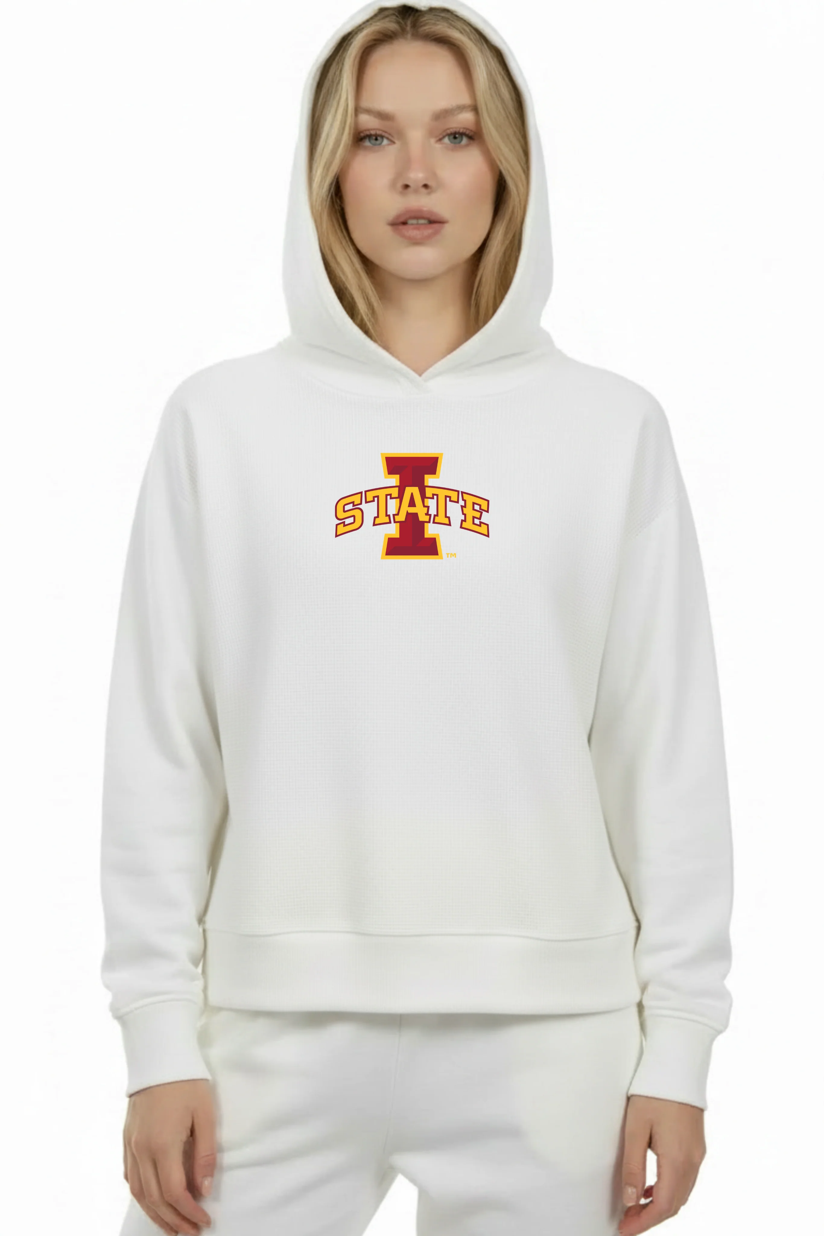 Relaxed Fit Waffle Hoodie Iowa State - Image 2