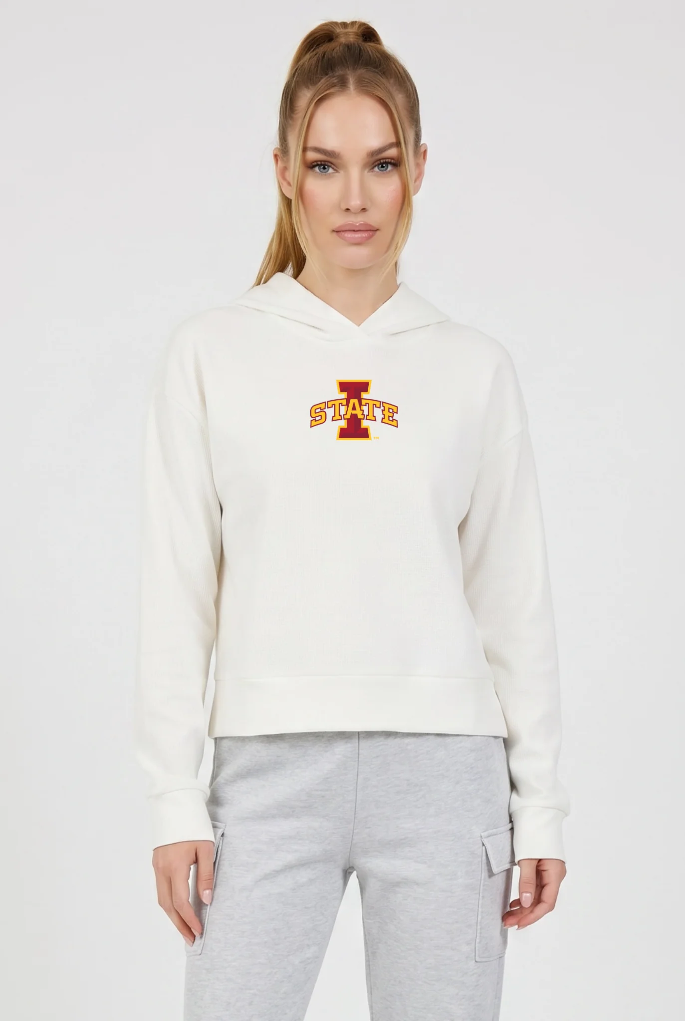 Relaxed Fit Waffle Hoodie Iowa State - Image 3