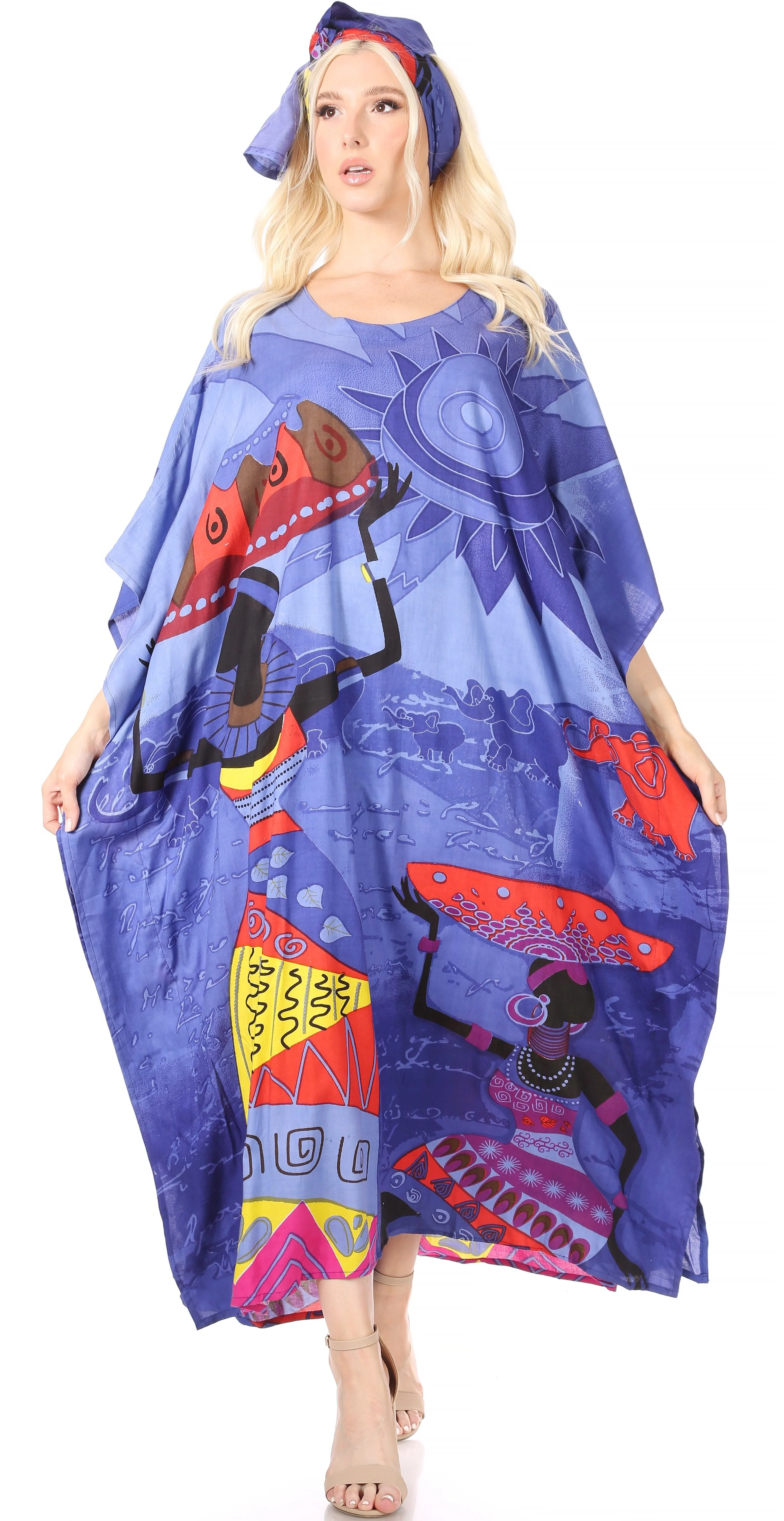 Sakkas Mera Women's Long Loose Short Sleeve Summer Casual Caftan Kaftan Dress - Image 20