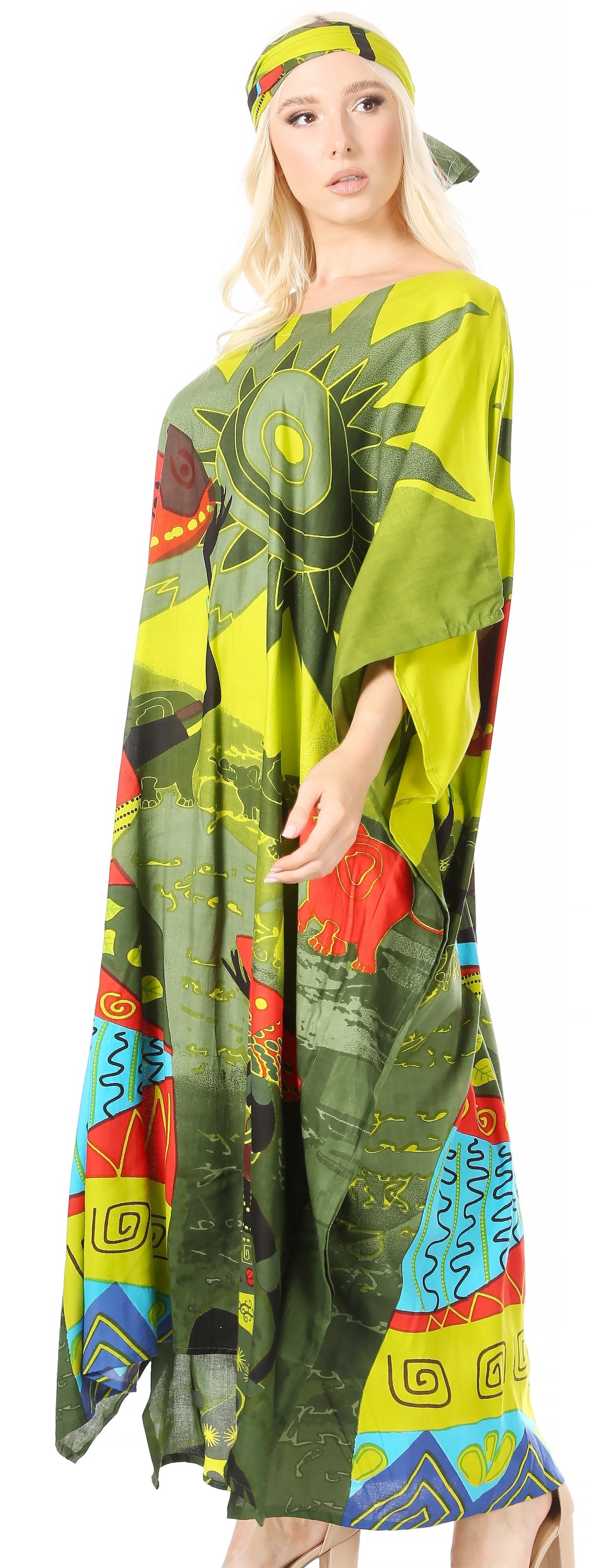Sakkas Mera Women's Long Loose Short Sleeve Summer Casual Caftan Kaftan Dress - Image 21