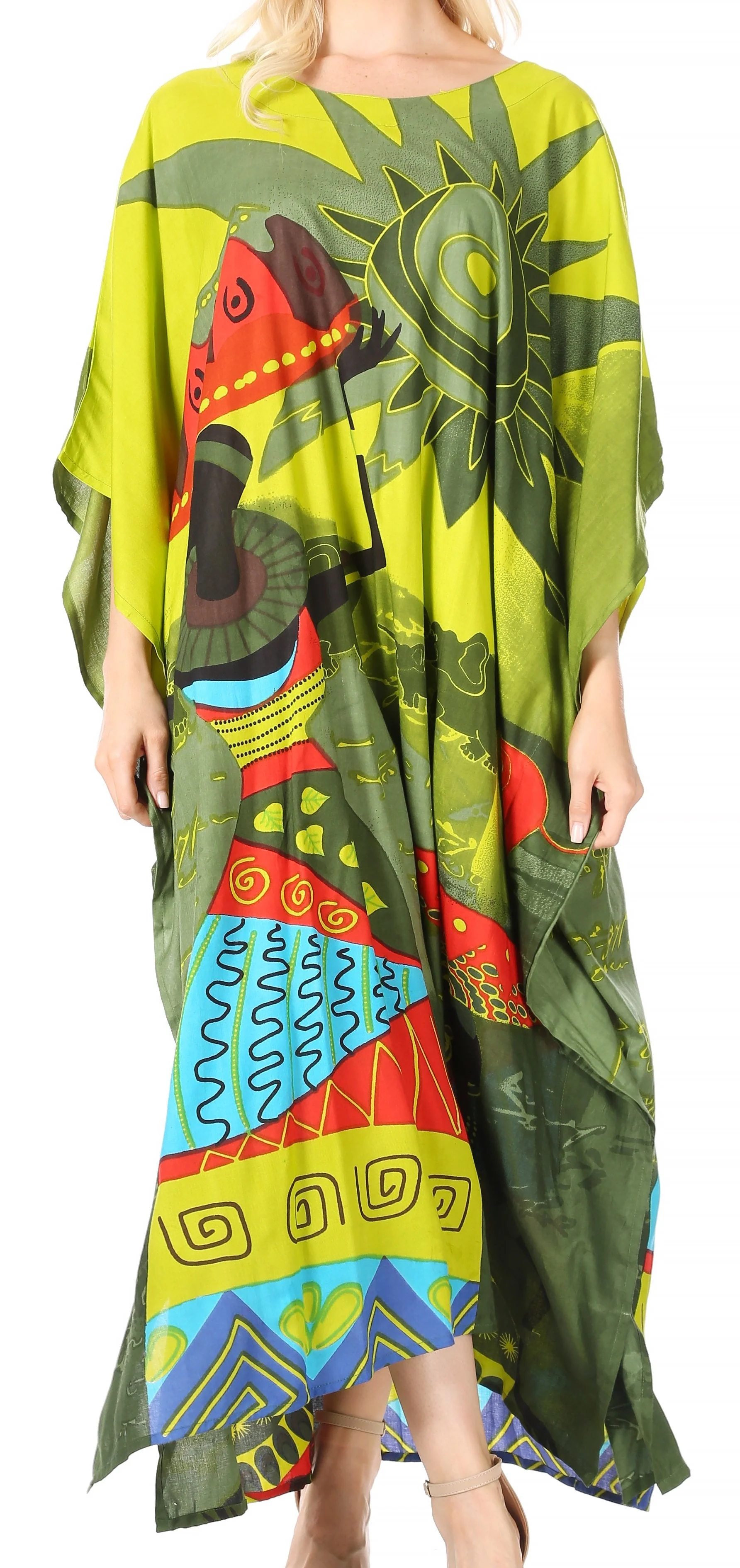Sakkas Mera Women's Long Loose Short Sleeve Summer Casual Caftan Kaftan Dress - Image 24