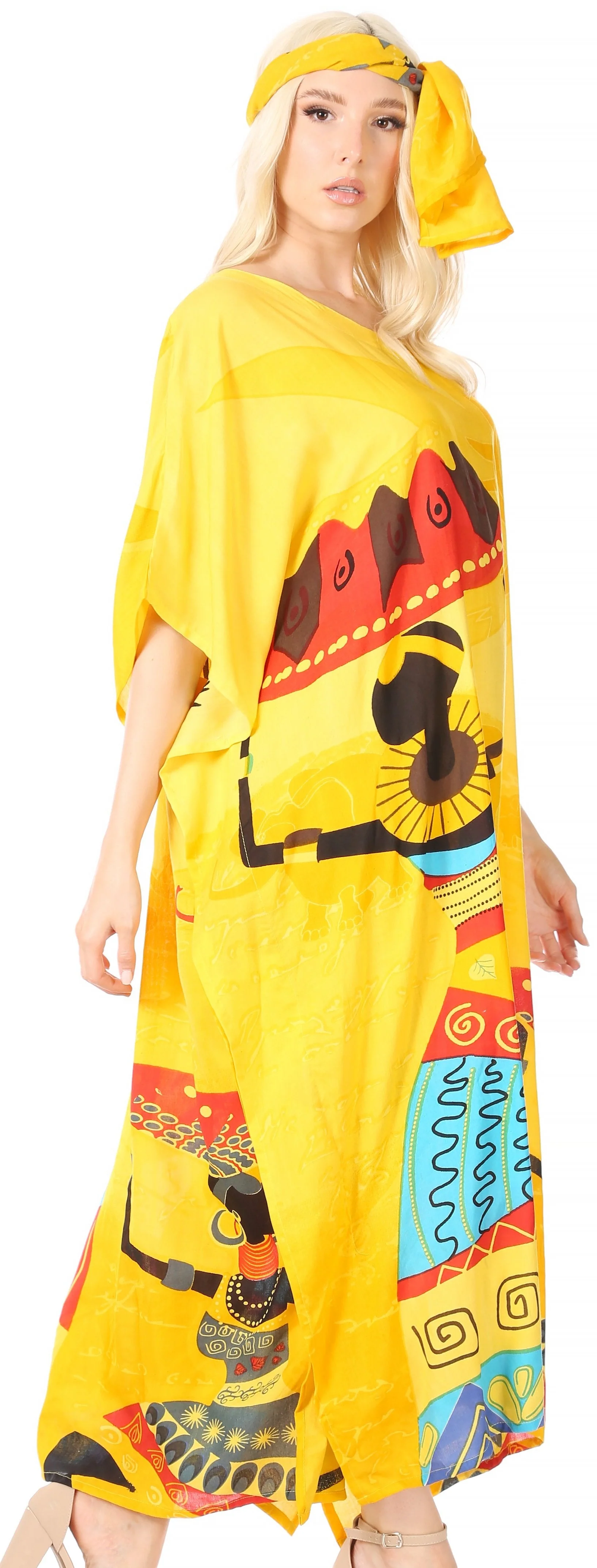 Sakkas Mera Women's Long Loose Short Sleeve Summer Casual Caftan Kaftan Dress - Image 28