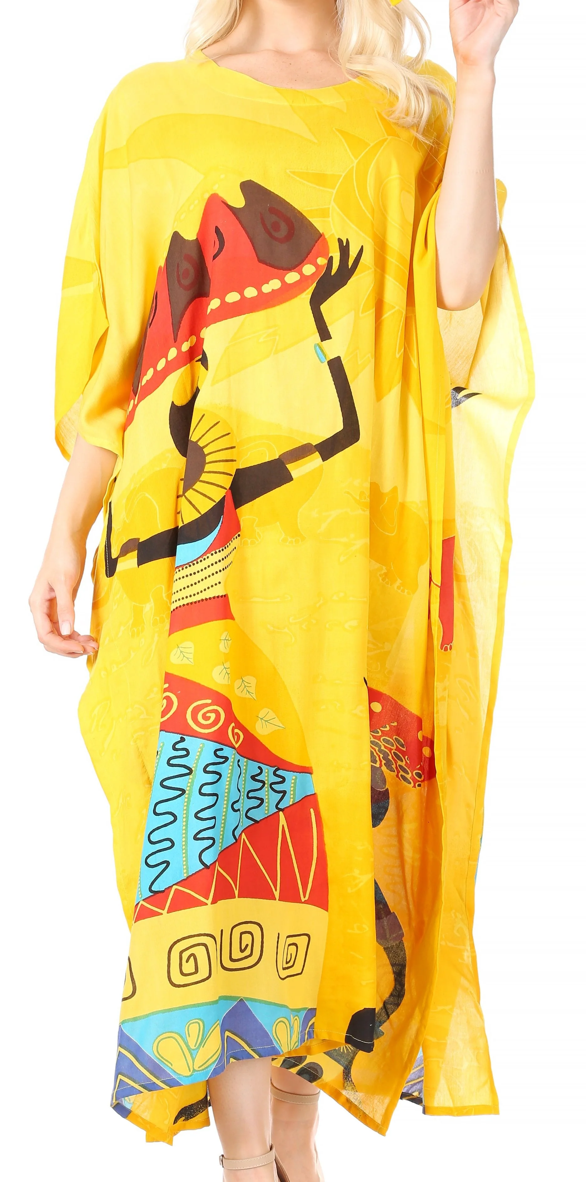 Sakkas Mera Women's Long Loose Short Sleeve Summer Casual Caftan Kaftan Dress - Image 29
